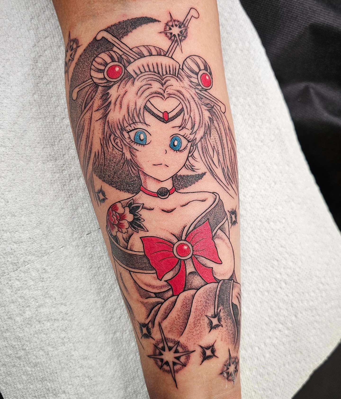 Sailor moon anime tattoo on the forearm by Avelourd Legaspi