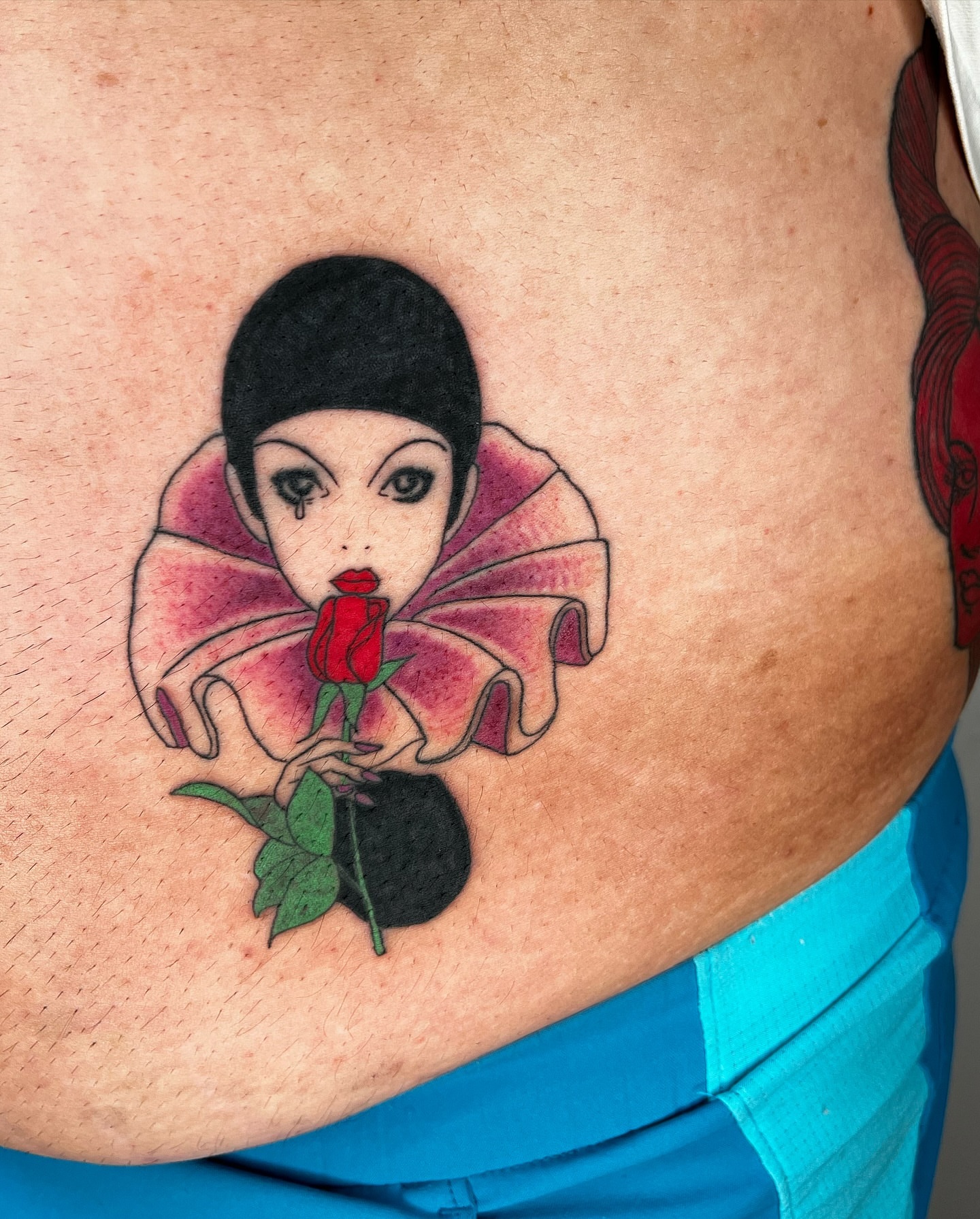 Woman with rose American traditional tattoo by ⊹ ࣪ ₊✩‧₊˚ 𝖘 𝖙 𝖊 𝖕 𝖍 𝖆 𝖓 𝖎 𝖊 ˚₊‧✩₊ ࣪ ⊹
