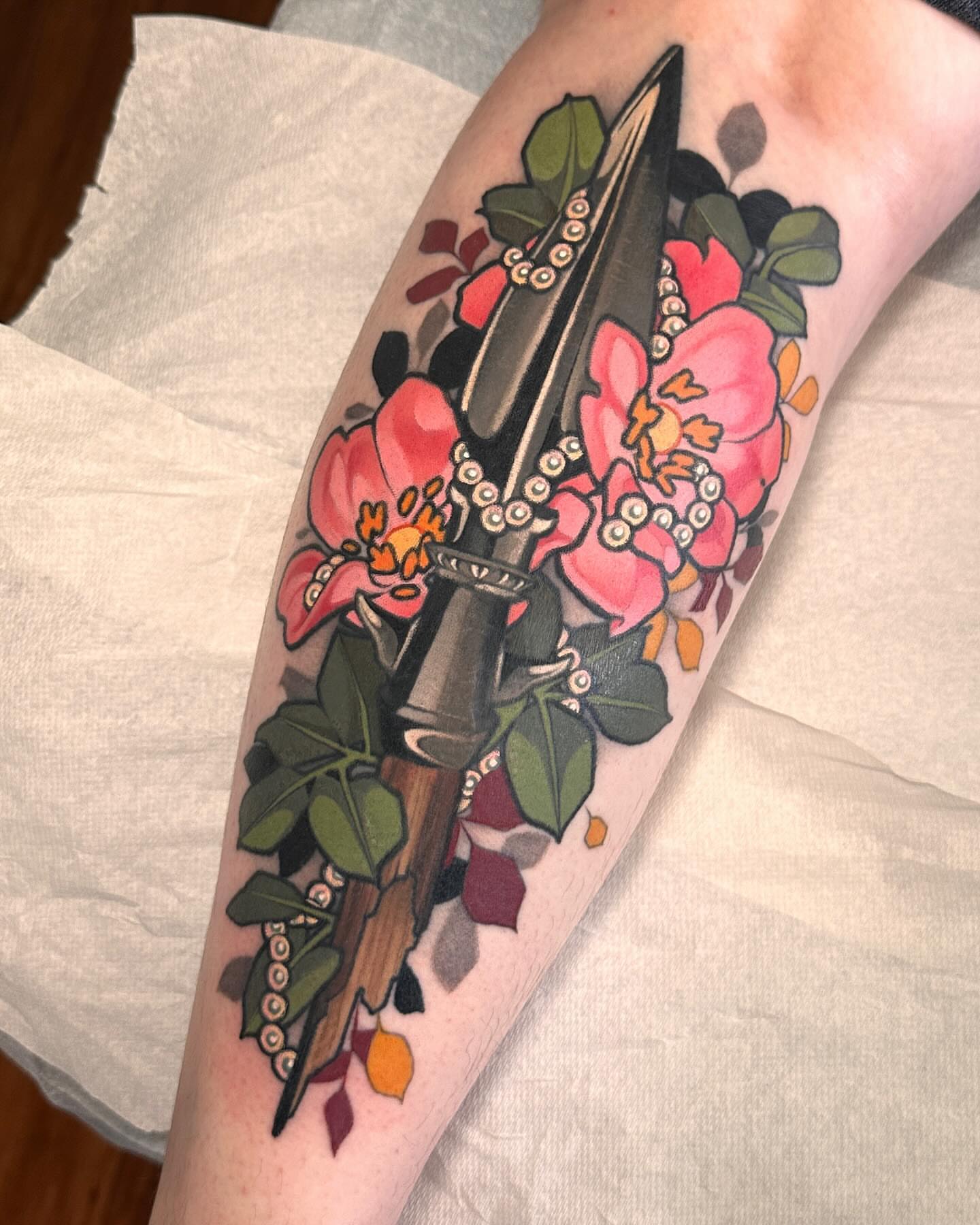 Tattoo by @grizzleyclaire — american_traditional, dotwork