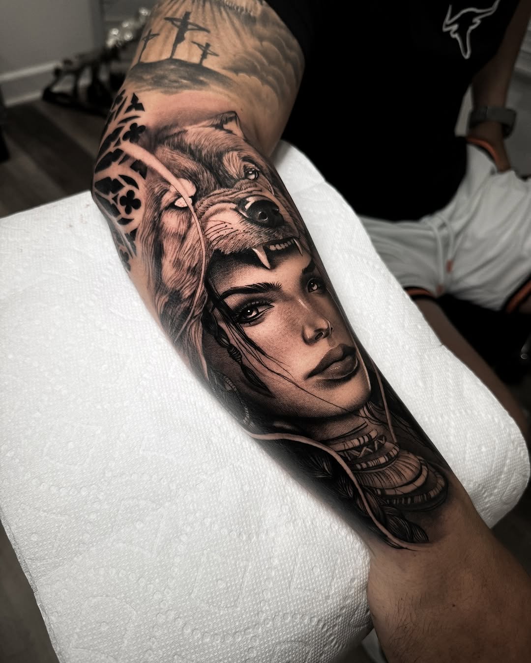 Tattoo by @rinktattoos — realism, black_and_grey