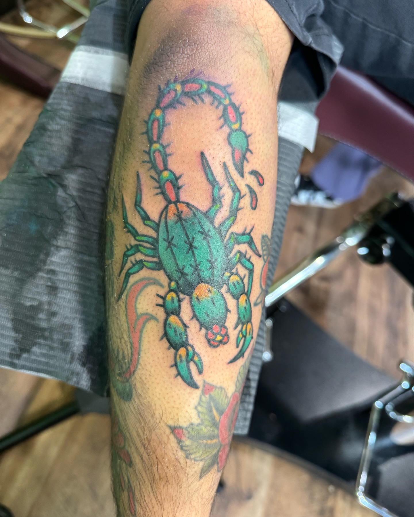 Scorpion American traditional tattoo on the forearm by Minneapolis