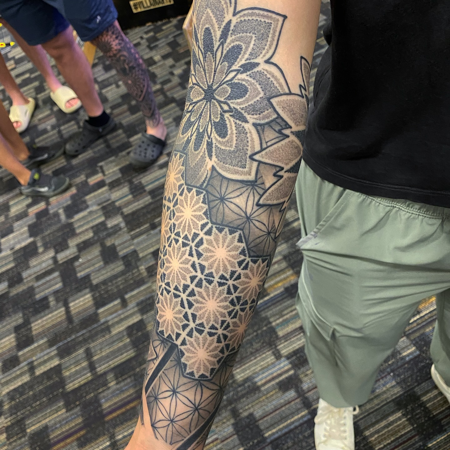 Geometric pattern geometric tattoo on the forearm by kenneth nash