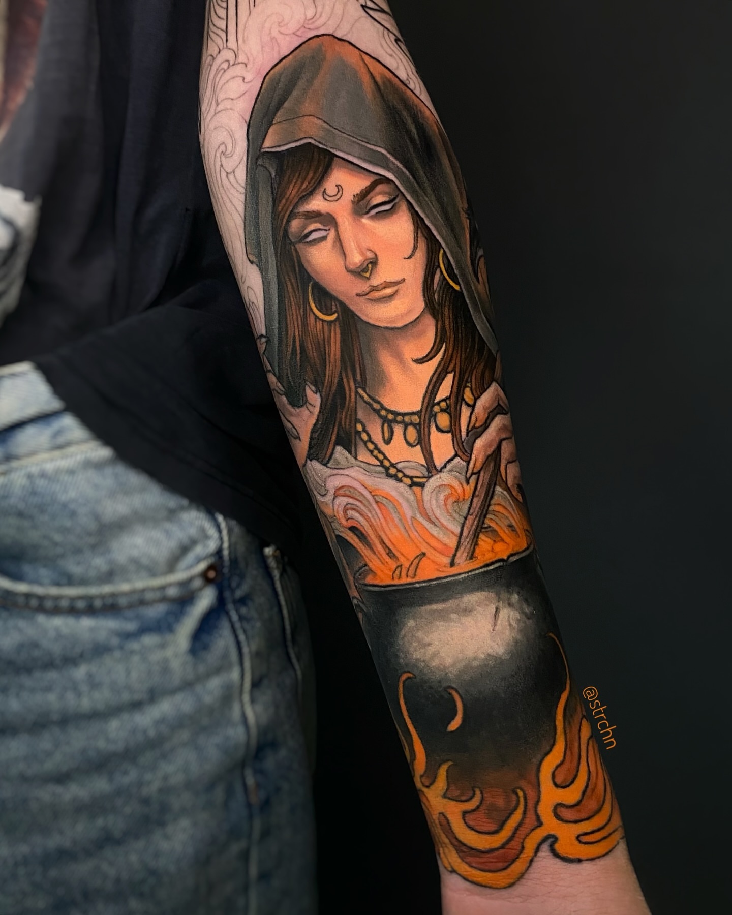 Tattoo by @strchn — realism, dotwork