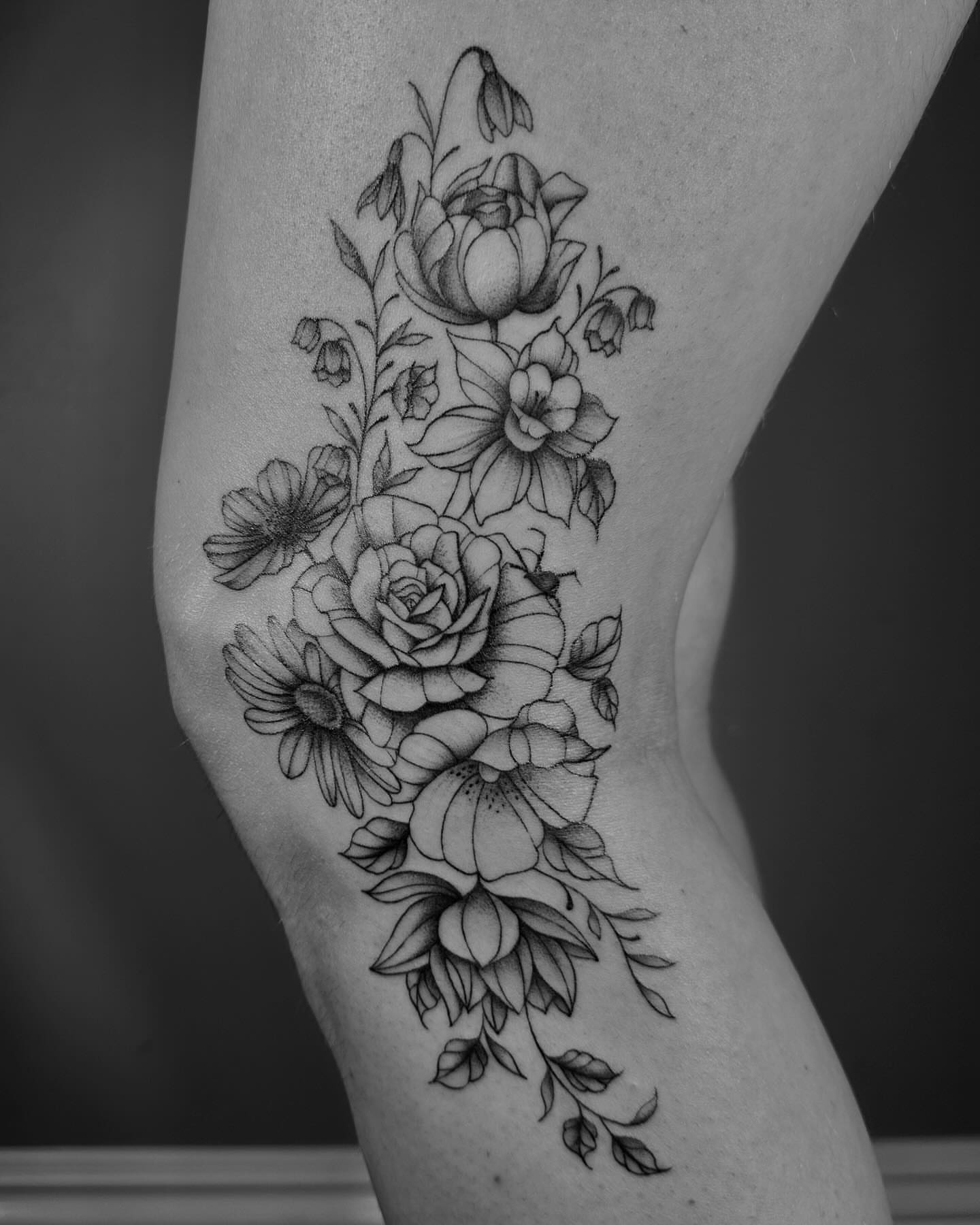 Floral bouquet realism tattoo on the forearm by ꕥ LANA MOON TATU ꕥ