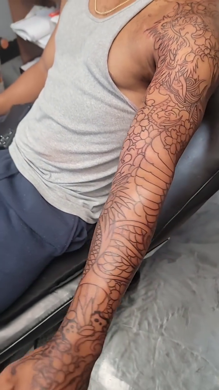 Dragon sleeve japanese irezumi tattoo by James Vaughn