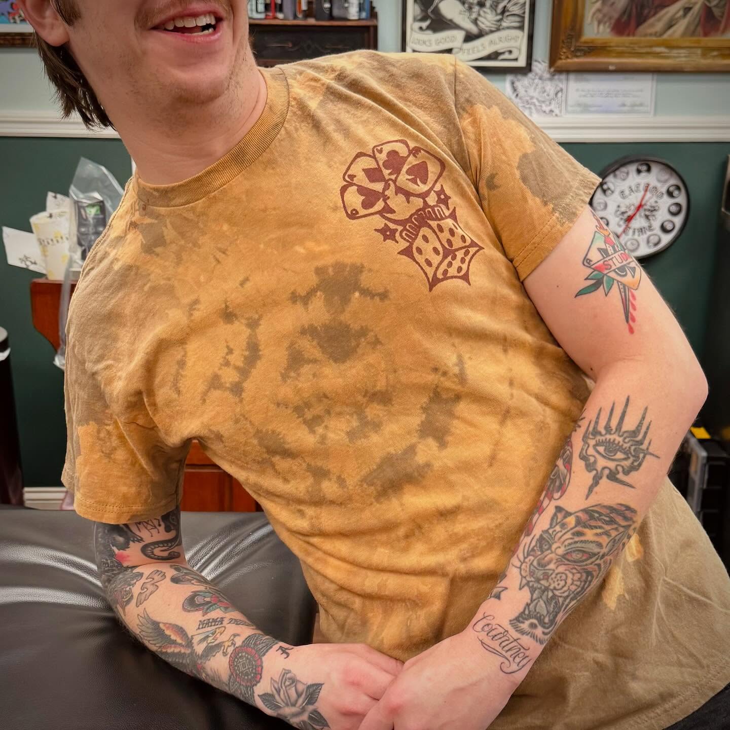 Playing cards American traditional tattoo on the forearm by Dave Shurman