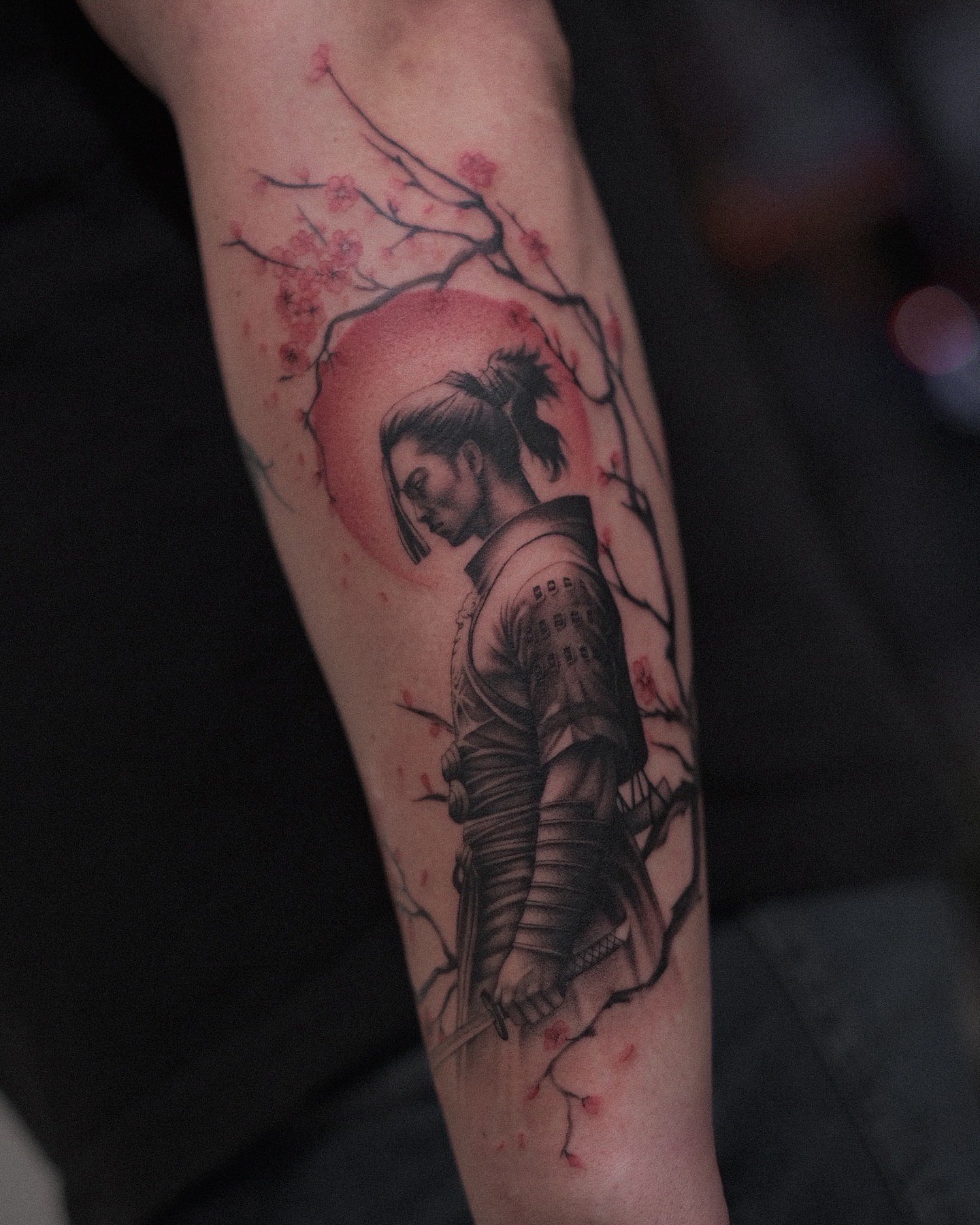 Samurai warrior japanese irezumi tattoo on the forearm by Oleksandr Moroz
