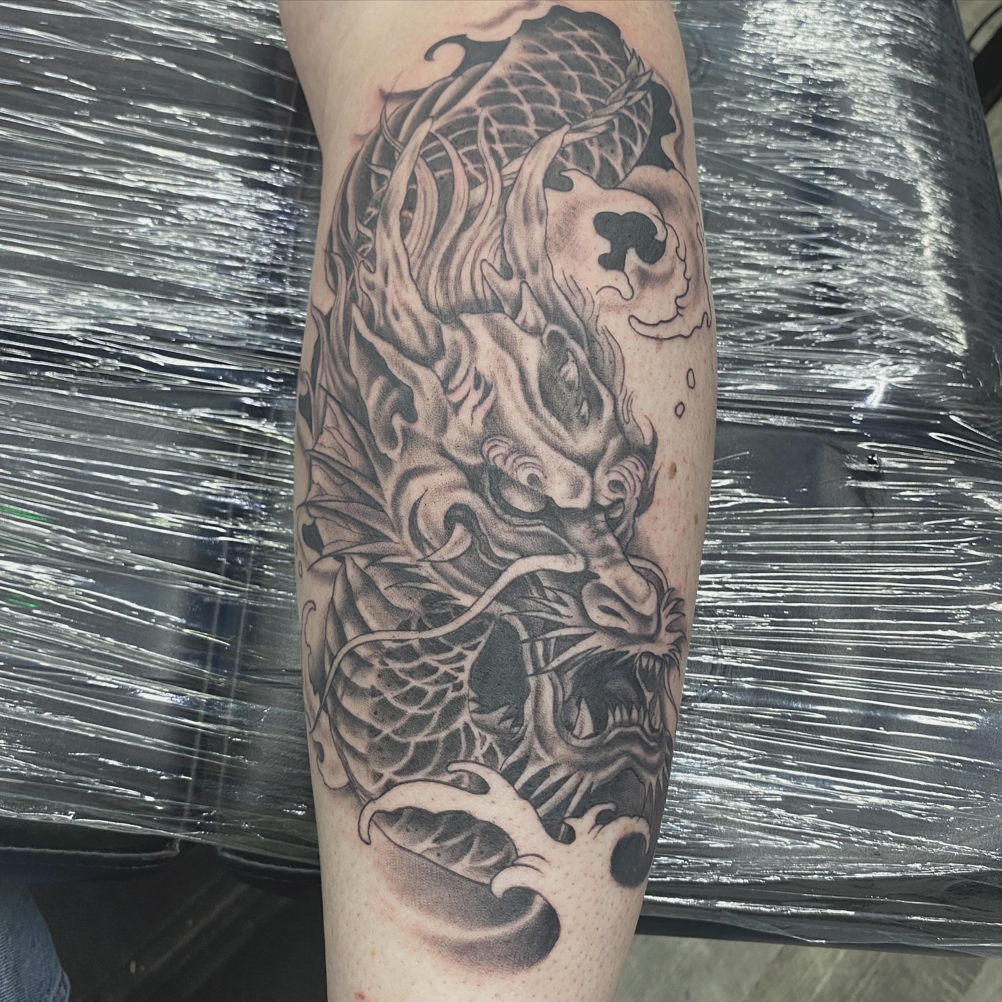 Tattoo by @jhowelltattoos — black_and_grey, japanese_irezumi