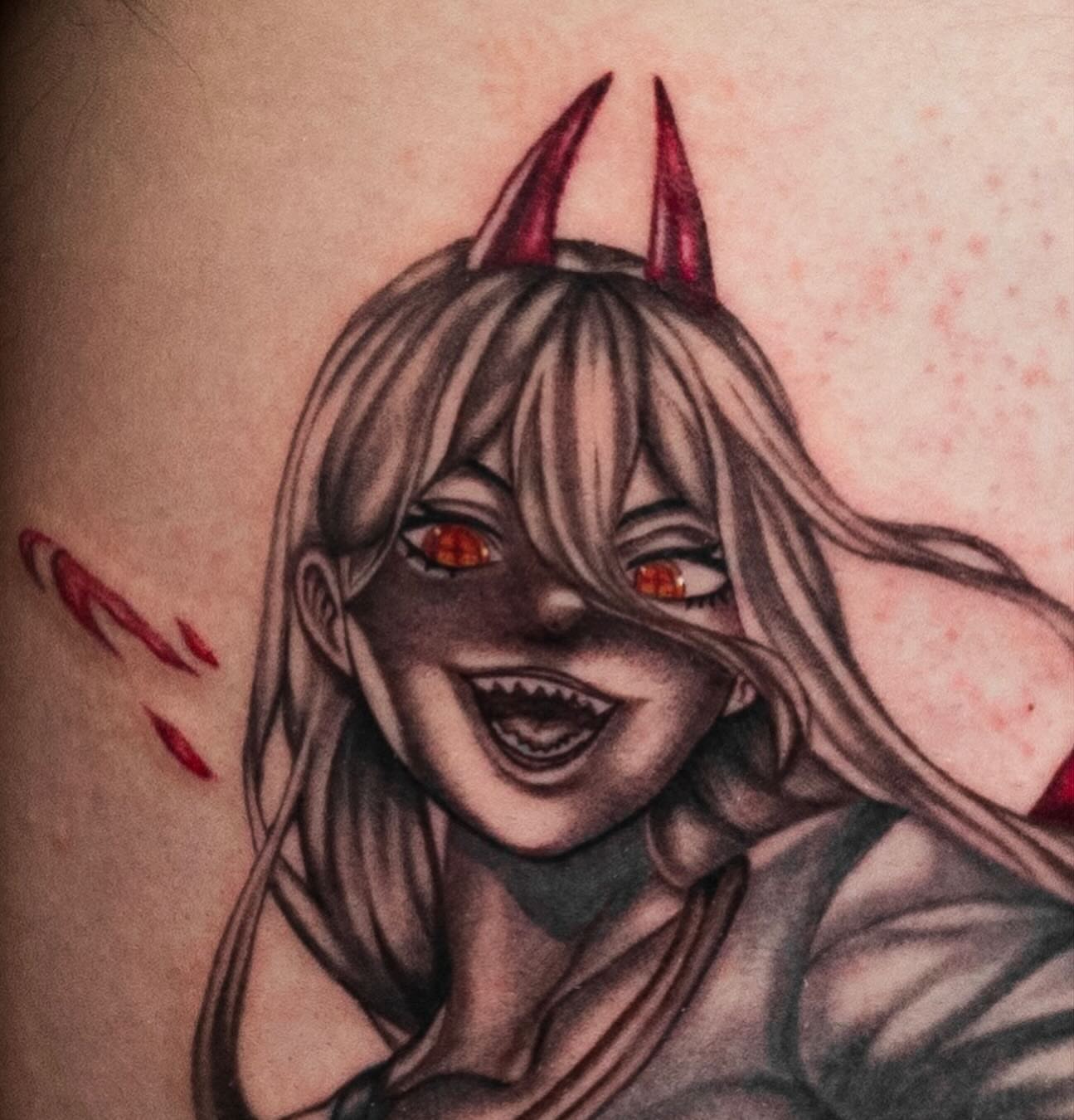 Demon girl dark realism tattoo on the forearm by Tattoo Artist