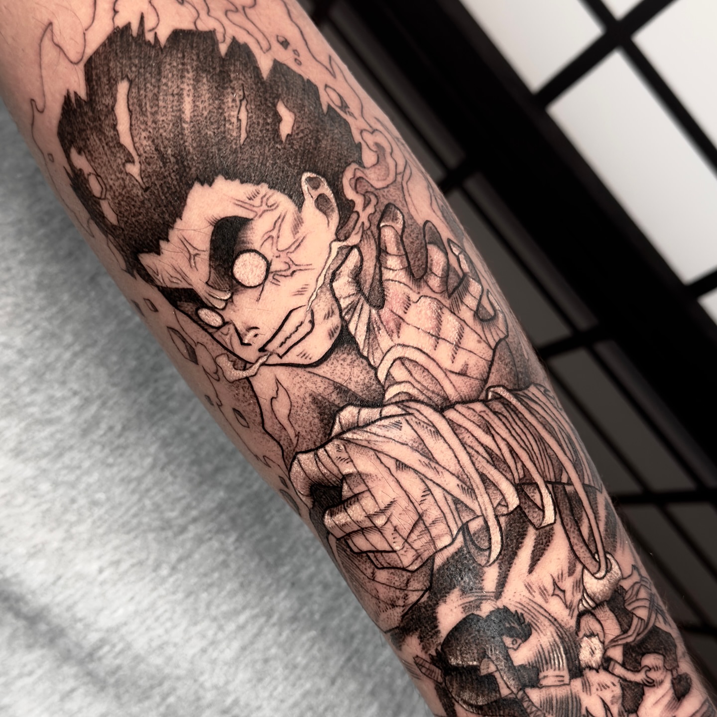Tattoo by @tailors_truong — dotwork, anime