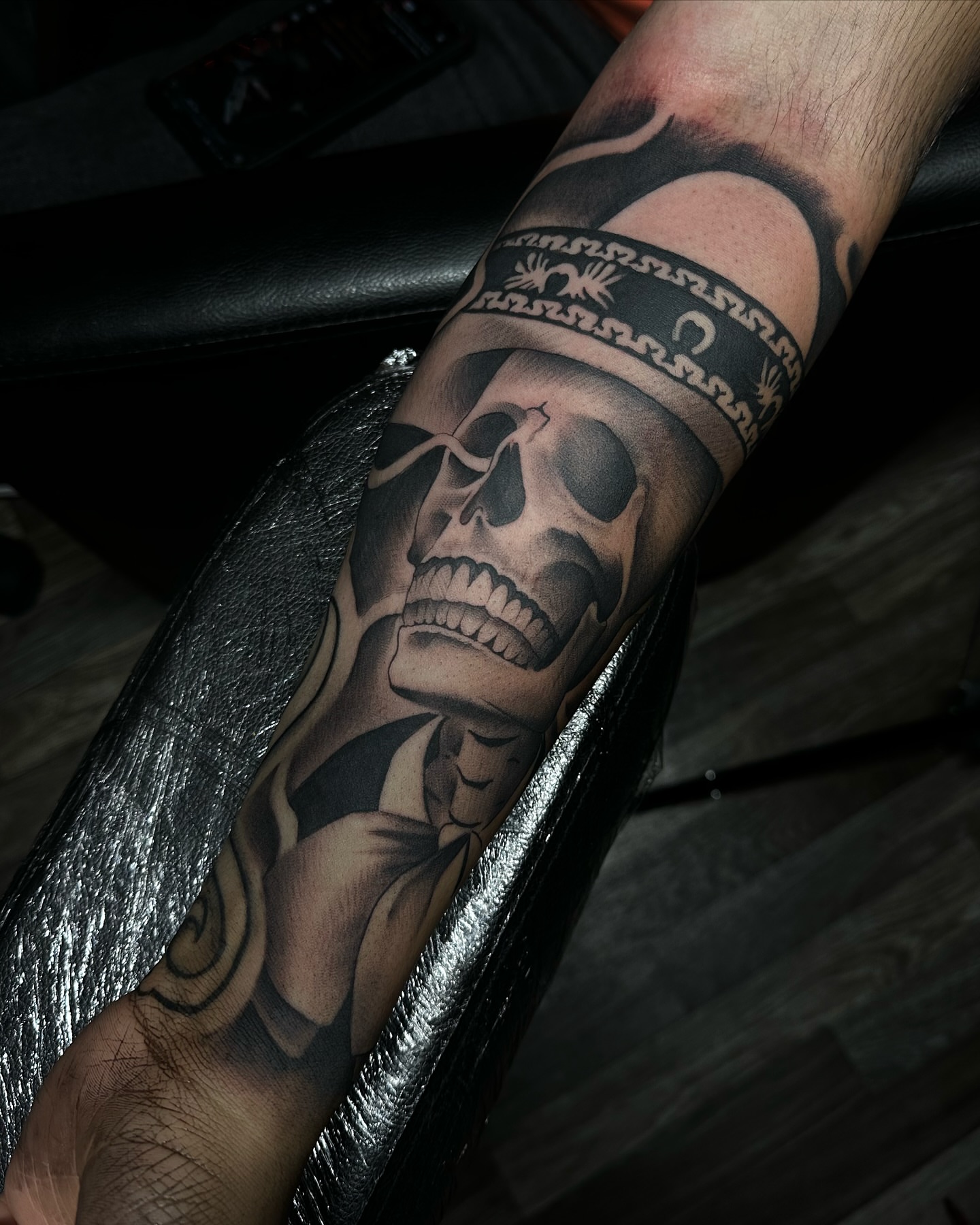 Skull realism tattoo on the forearm by Tattoosxjoseph