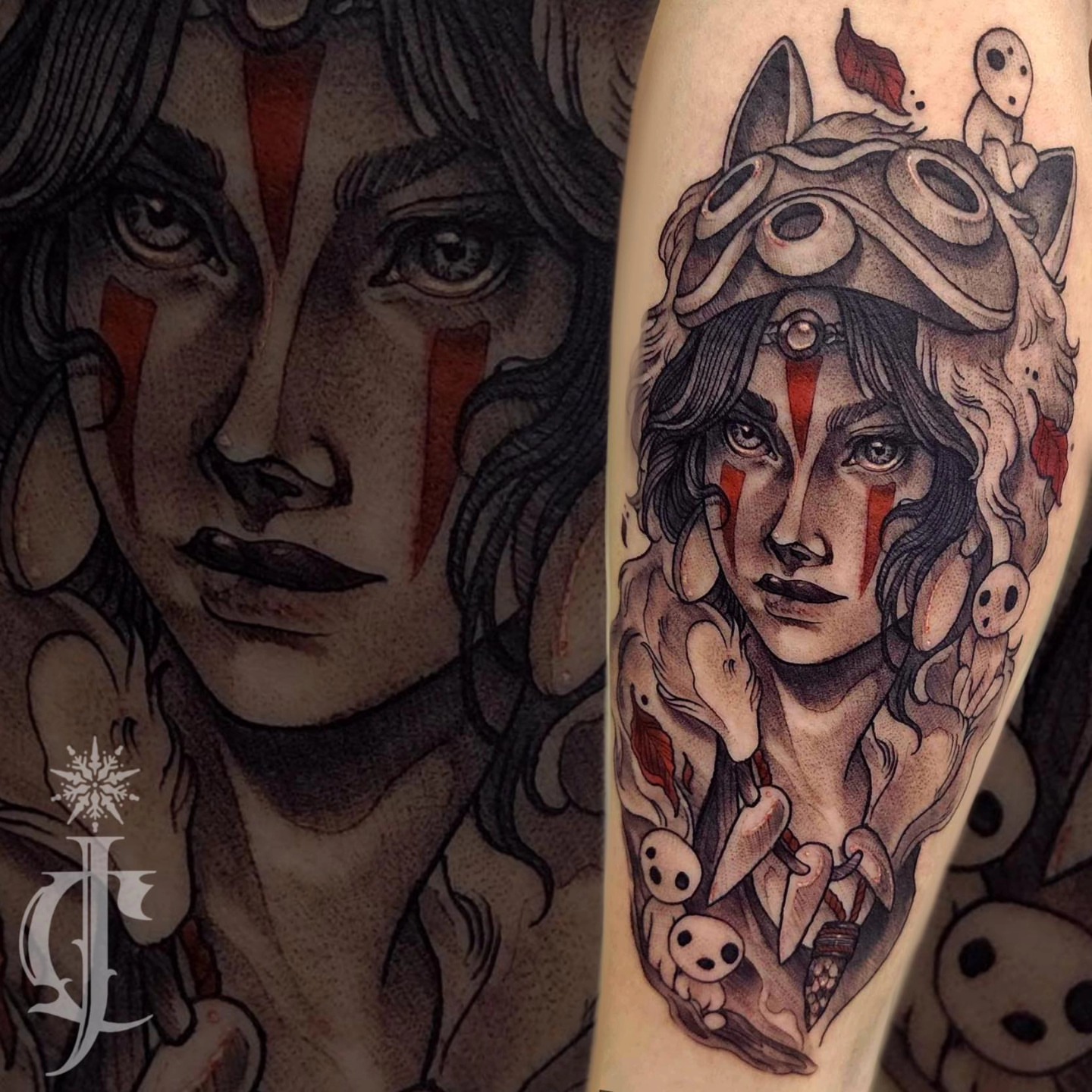 Woman with kiki's delivery service dotwork tattoo on the forearm by Jessica Canvas