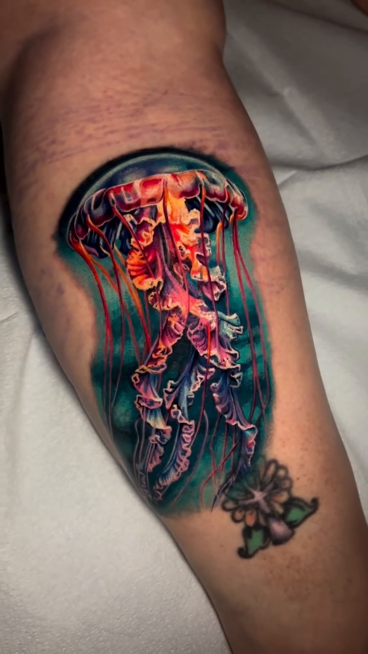 Jellyfish realism tattoo by Irina Shapiro, Somerville, Massachusetts