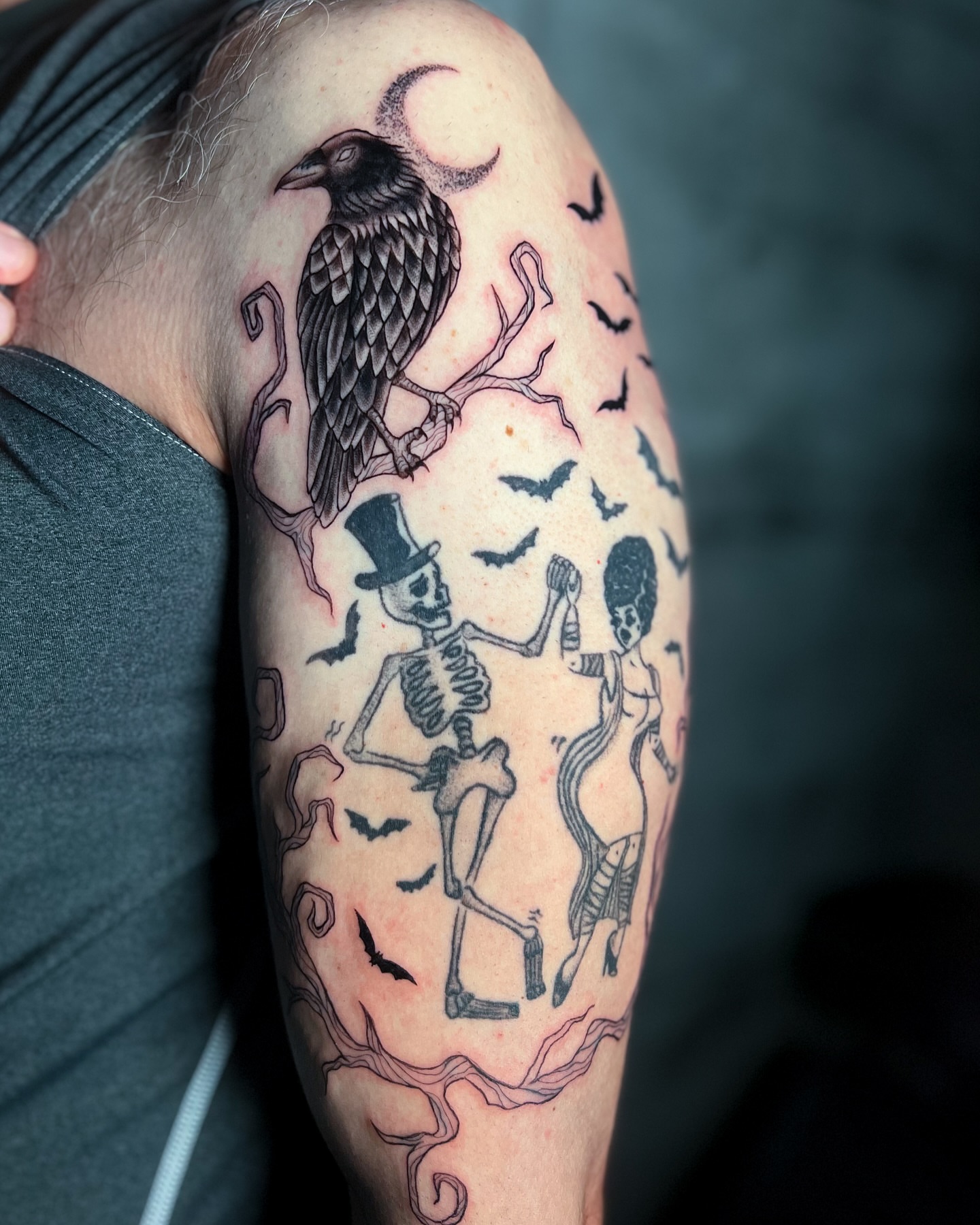 Tattoo by @coco.tattoo_ — black_and_grey, dark_realism