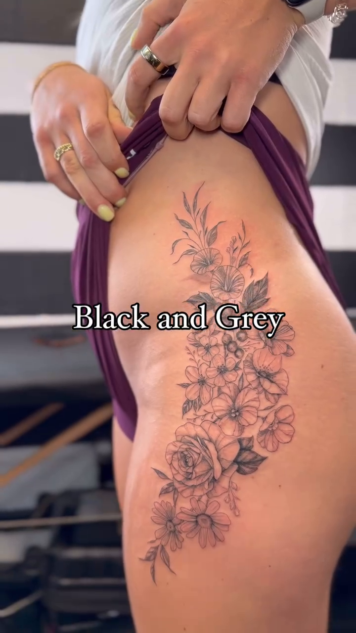Floral arrangement fine line tattoo by Yaya Tattoos ✩ Fine Line Tattoos