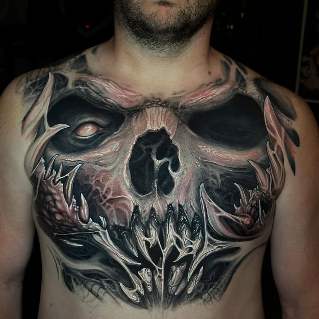 Tattoo by @aaronmtattoos — dark_realism, blackwork