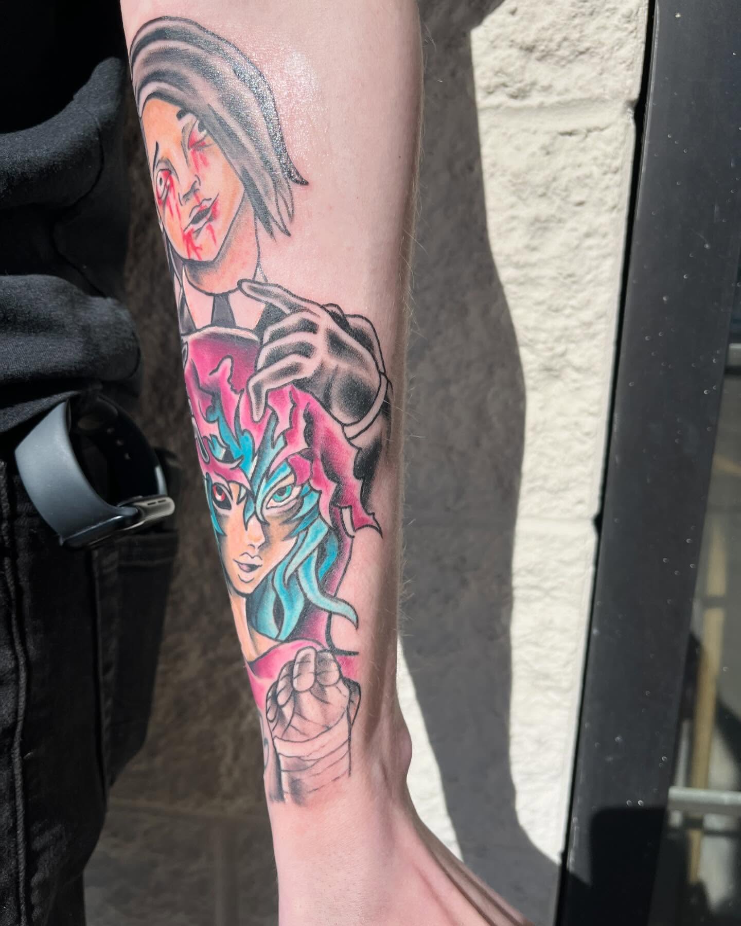 Tattoo by @nikkonyce — anime, dotwork