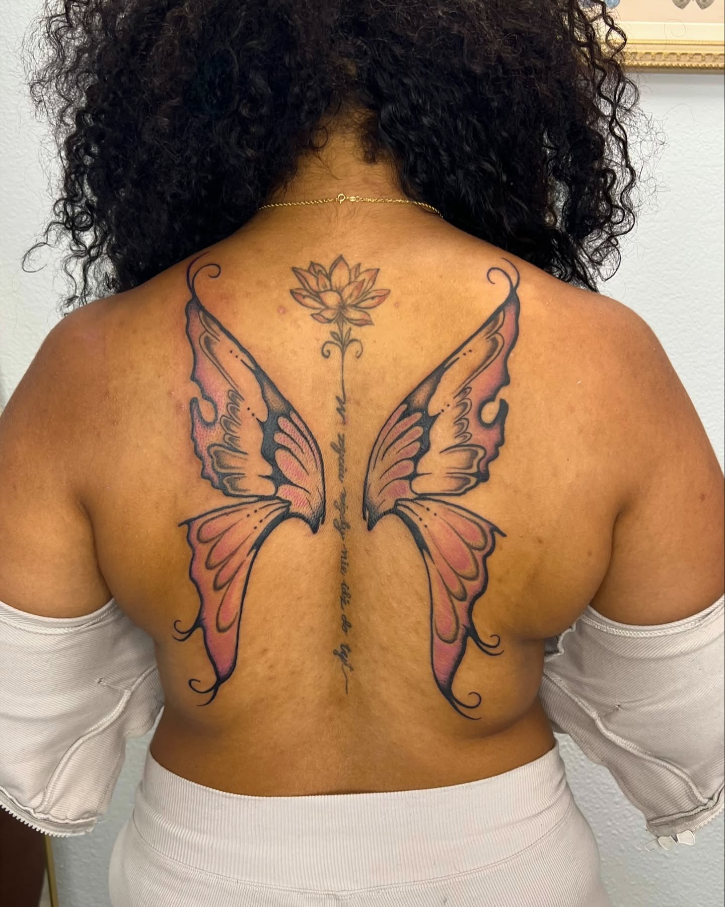 Butterfly wings new school tattoo on the back by ✨BADJASS the tattoo artist✨