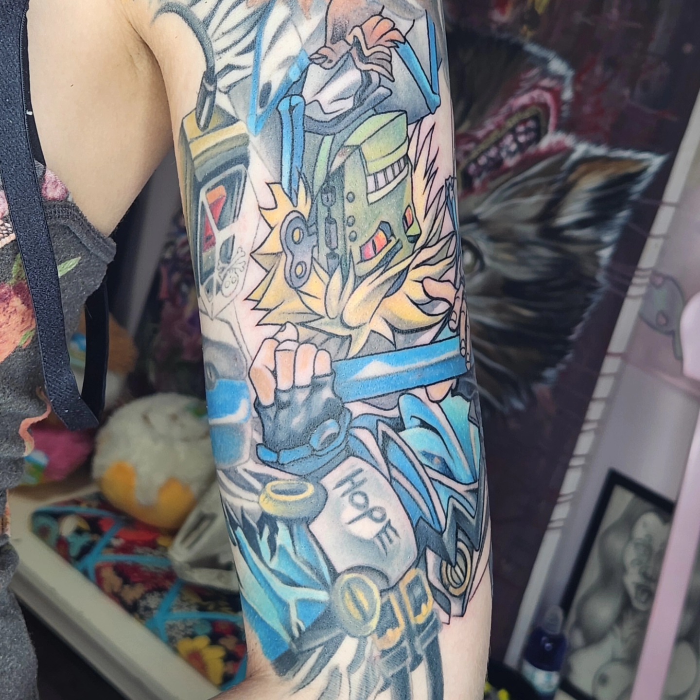 Tattoo by @lil_bunny_bab — anime, dotwork