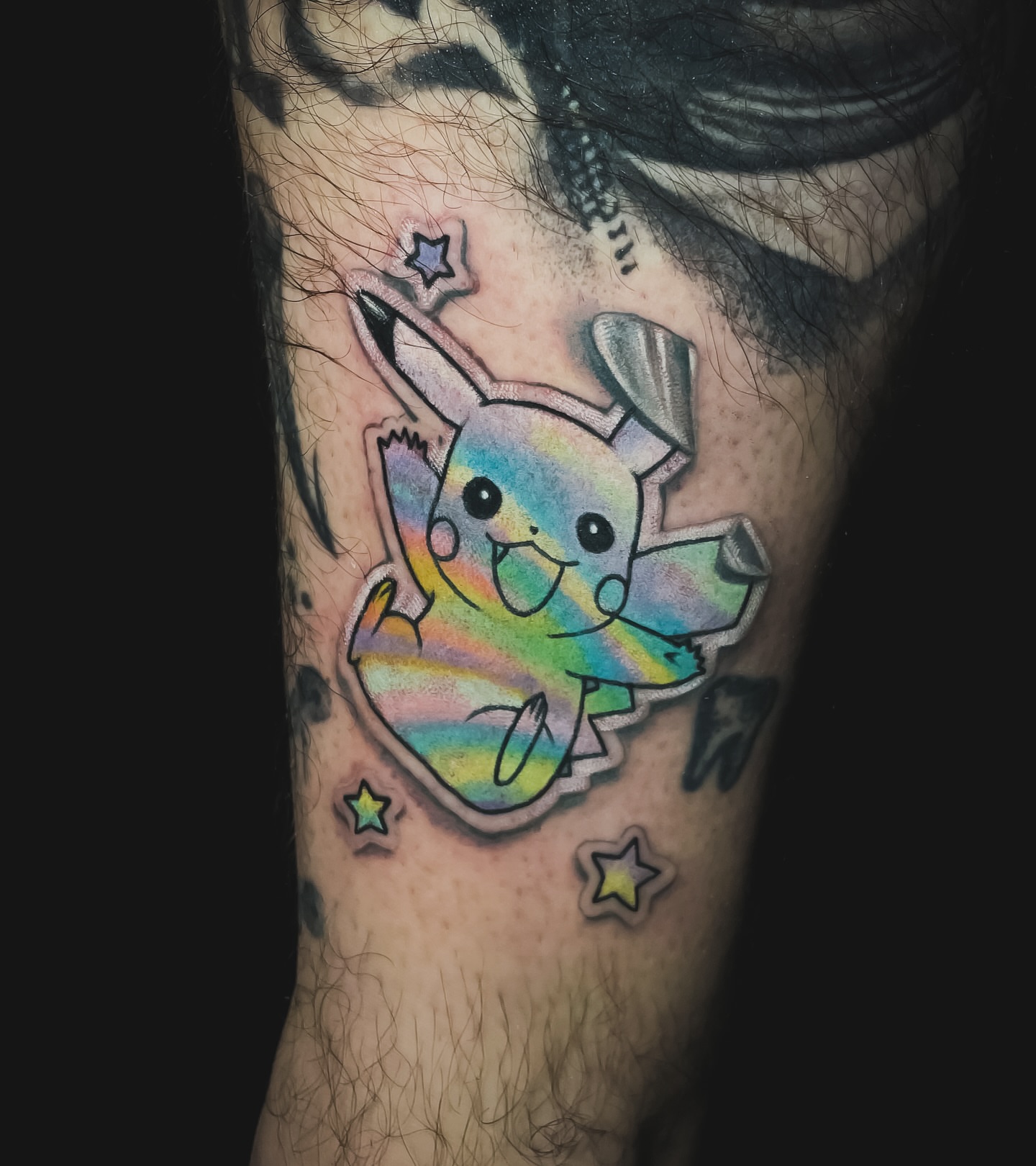 Pikachu new school tattoo on the forearm by Tattoo artist in Seattle, WA