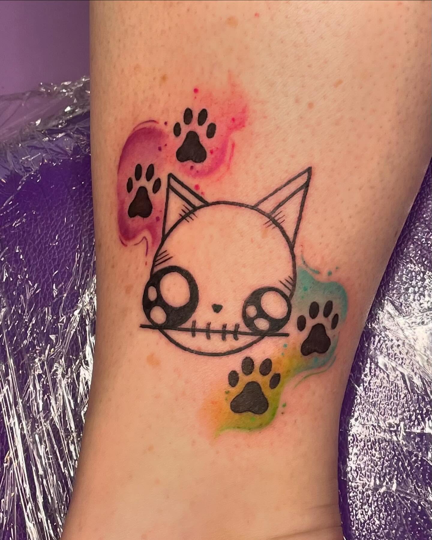 Cat dotwork tattoo on the forearm by Dustin Quillen Tattoo Artist, Campbellsville, Kentucky