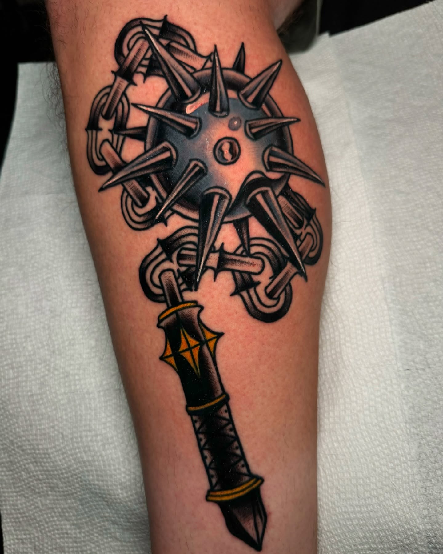 Tattoo by @robiscoffee — american_traditional, black_and_grey