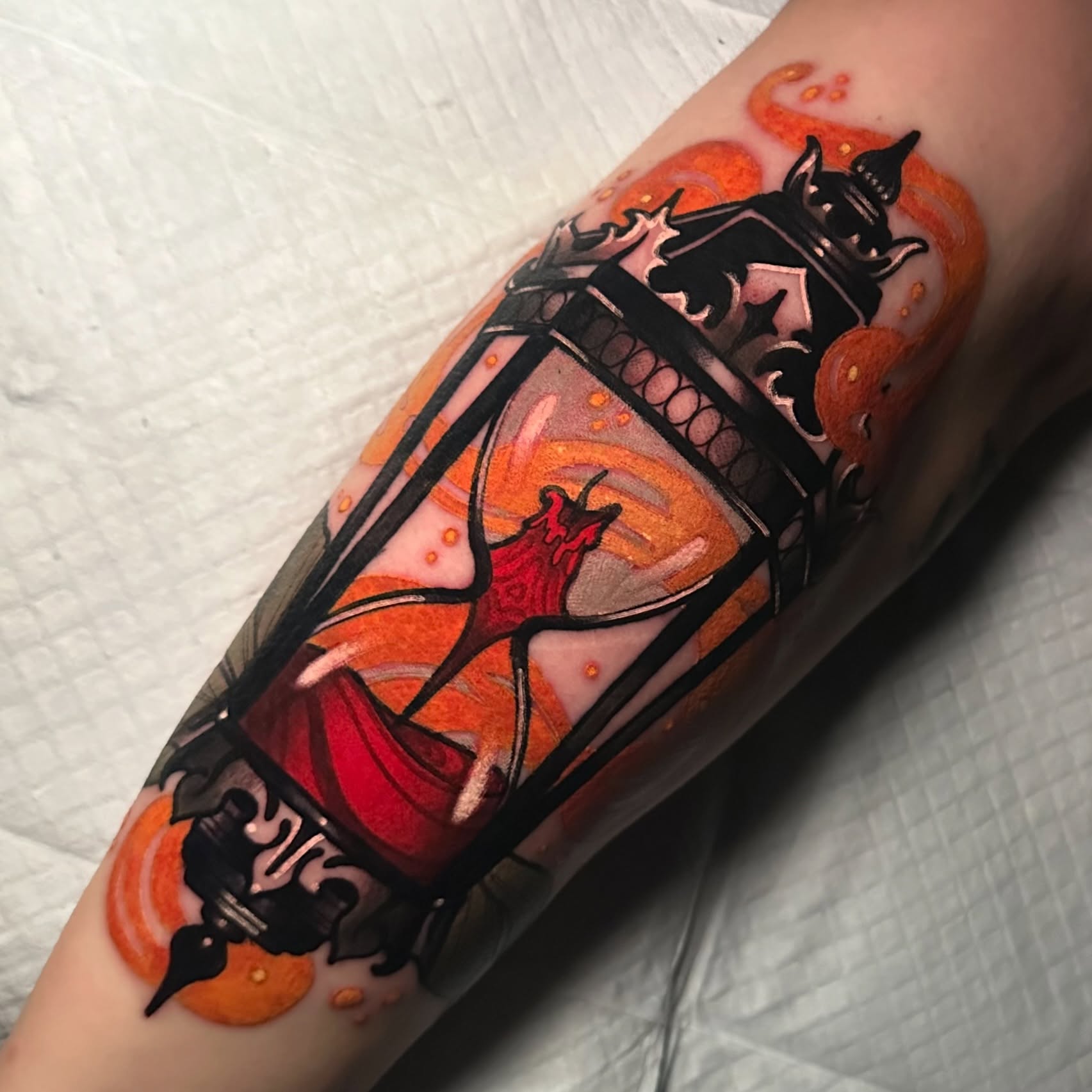 Demon dotwork tattoo on the forearm by gillian marie