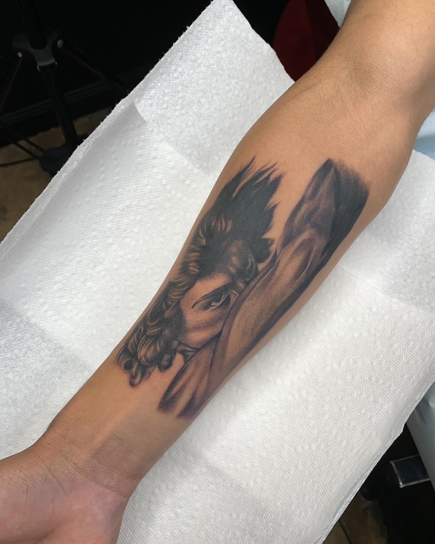 Horse head realism tattoo on the forearm by Tattoos By Chico
