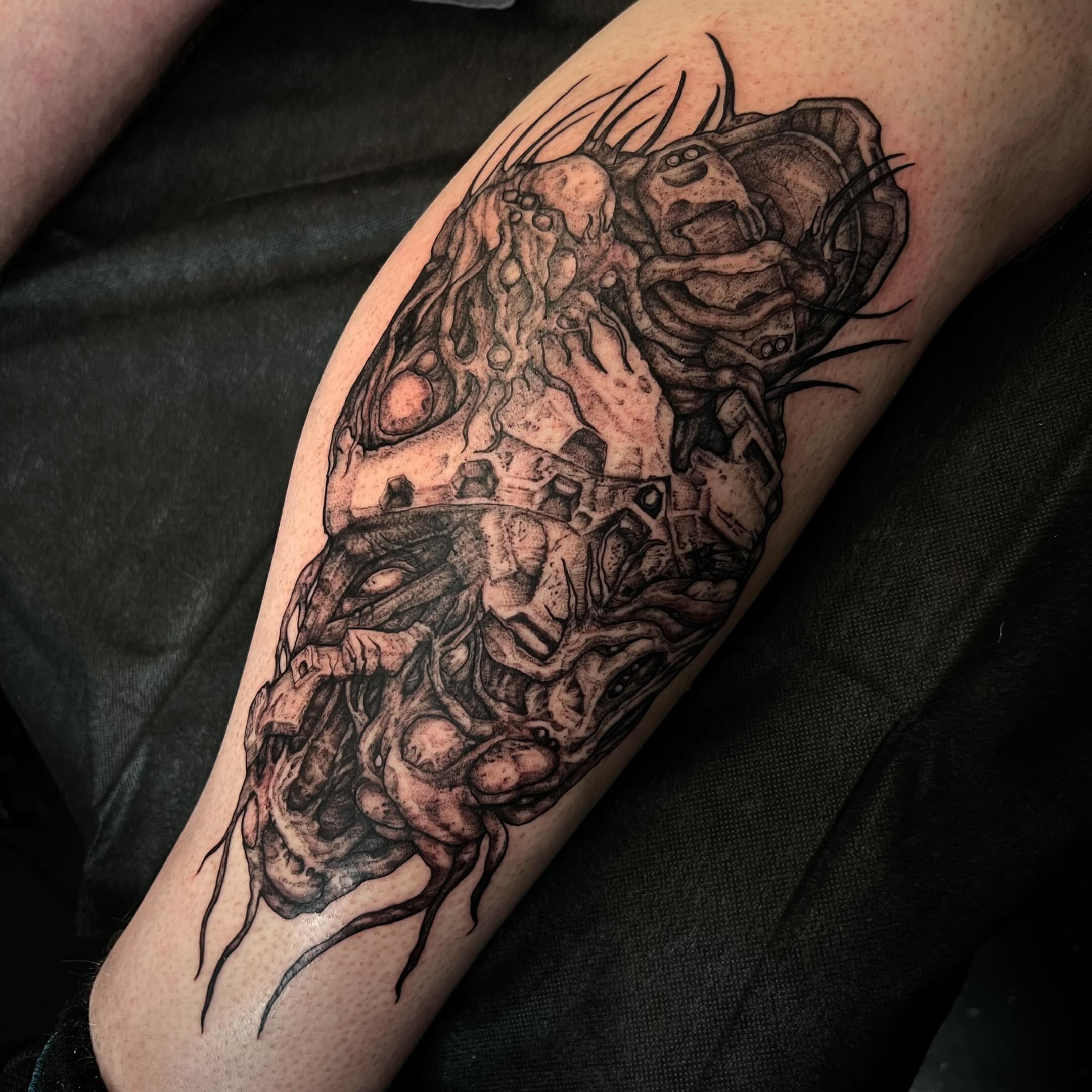 Cyborg realism tattoo on the forearm by Kyle Black