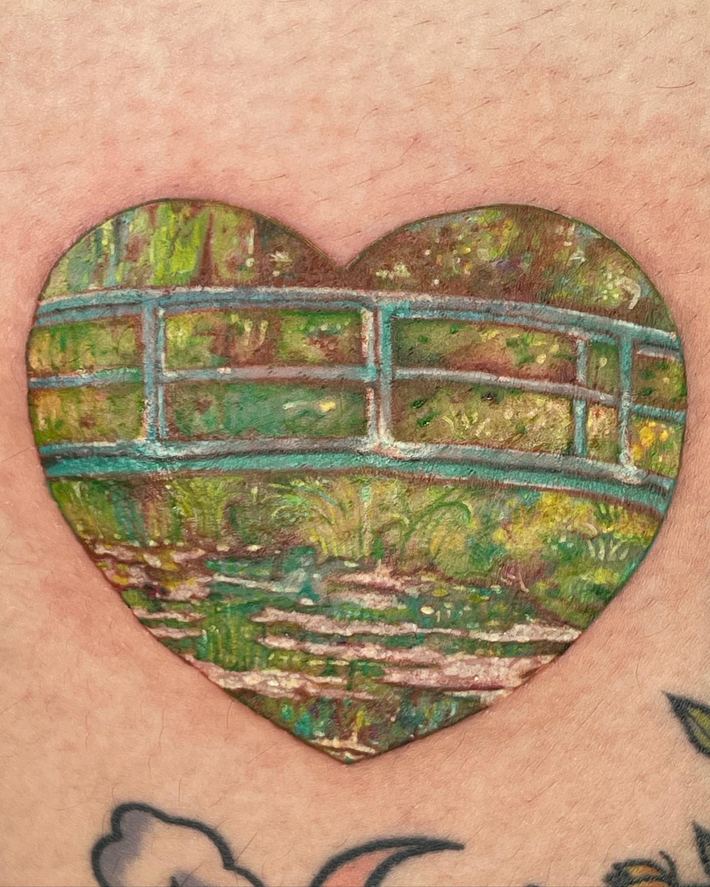 Bridge over lily pond watercolor tattoo on the forearm by β±βΏβ° π π π° π πΎ β±βΏβ°