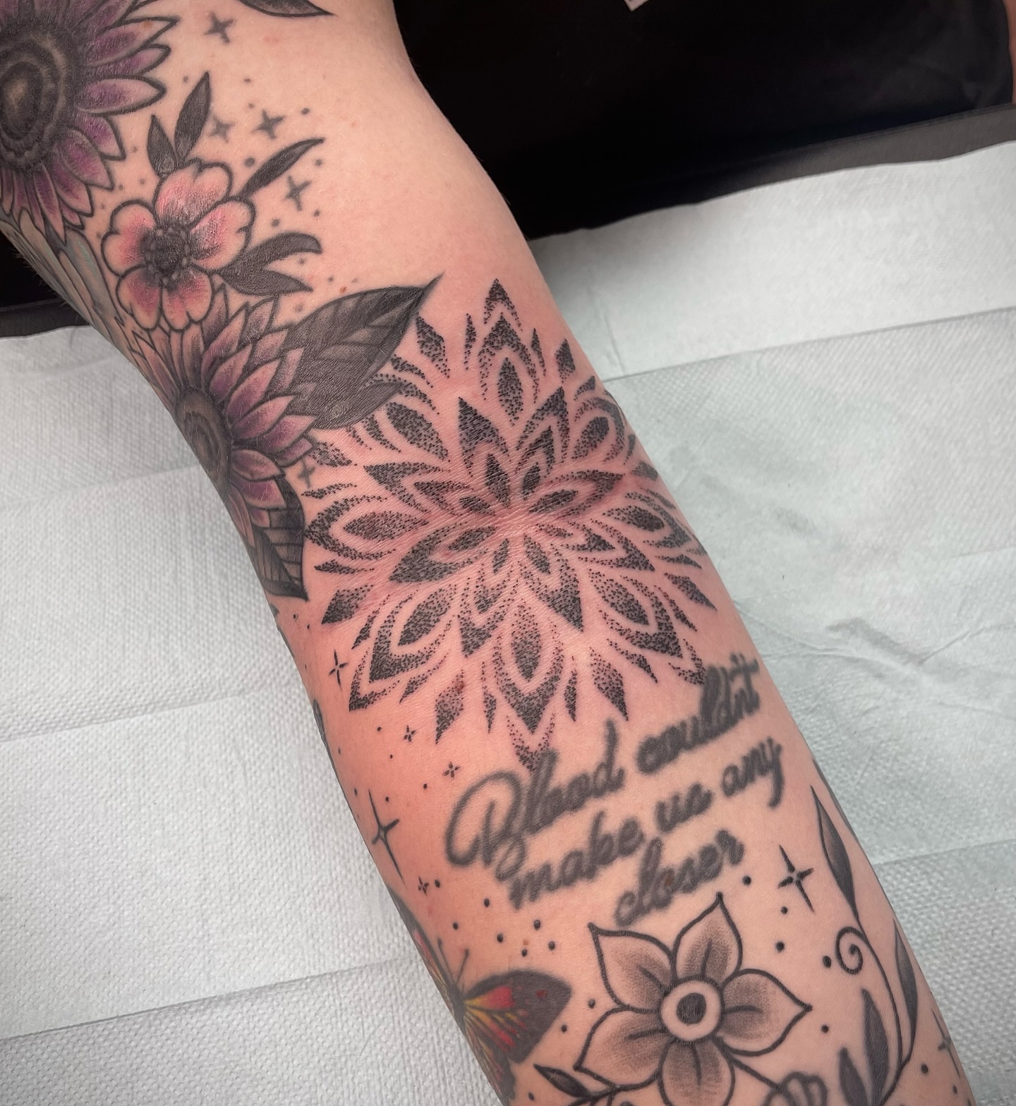 Tattoo by @anheartistxo — dotwork, black_and_grey