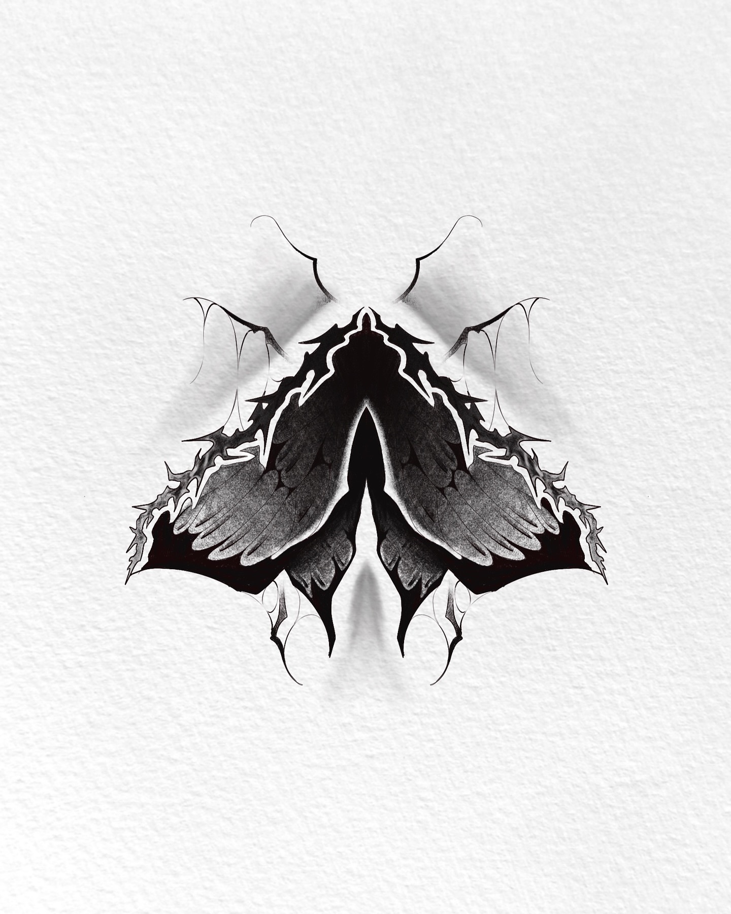 Bat wings black and grey tattoo by Bryan