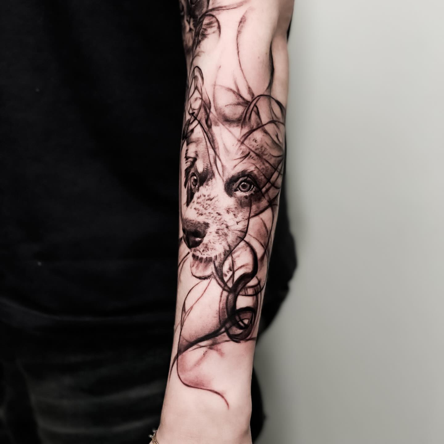 Woman's face realism tattoo on the forearm by Banky