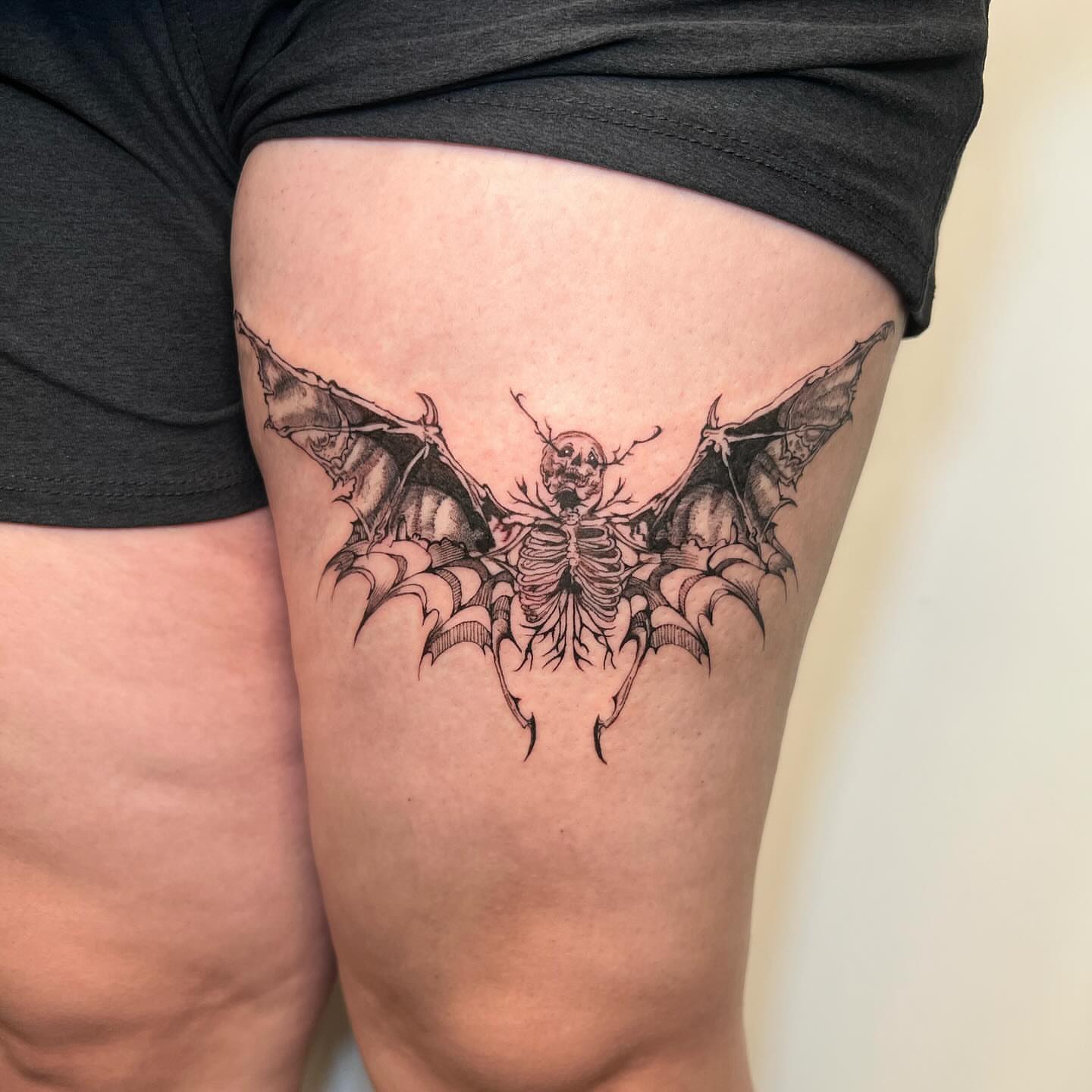 Tattoo by @dreamrealm — black_and_grey, dark_realism