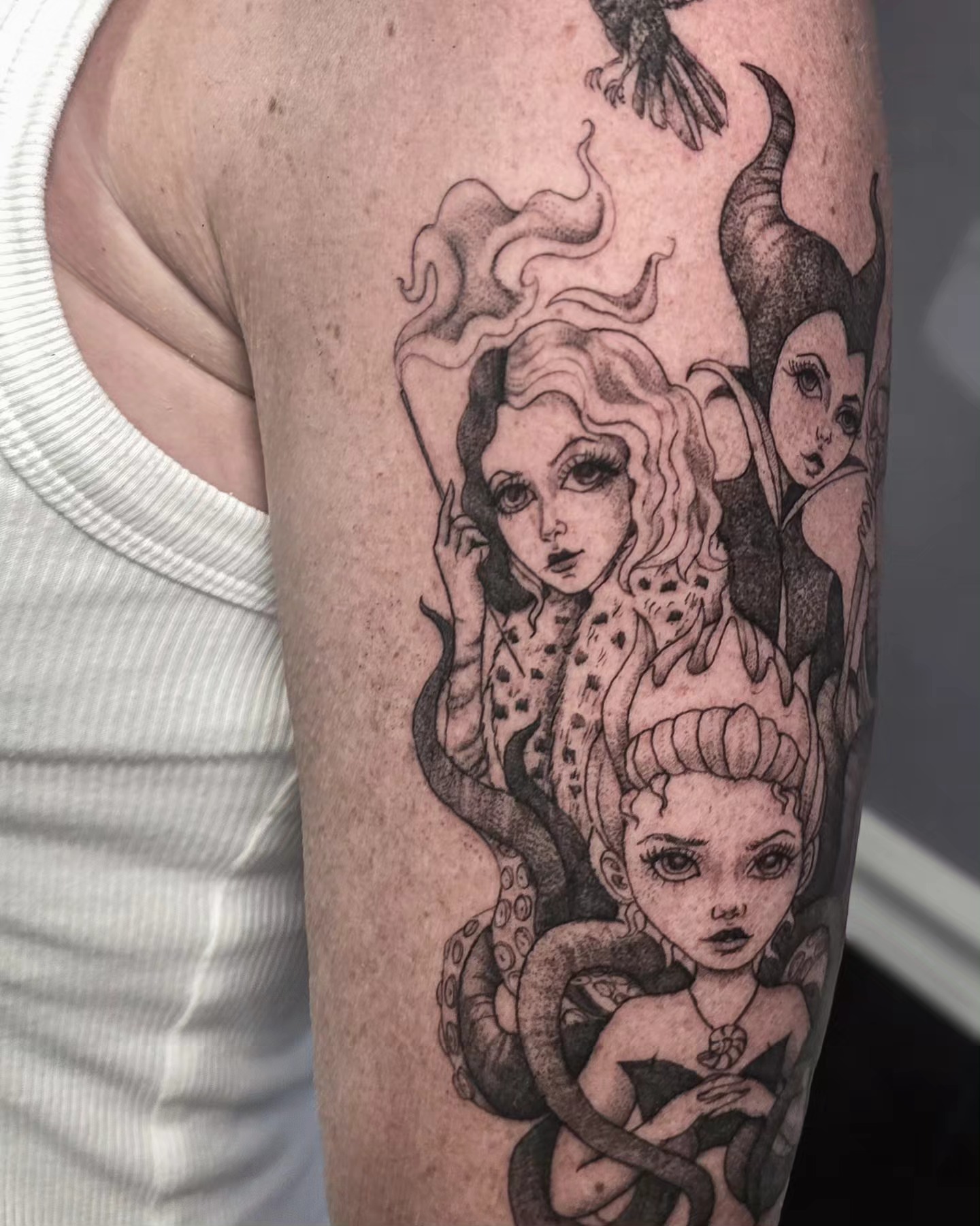 Female figures realism tattoo on the forearm by Utah Tattoo Artist