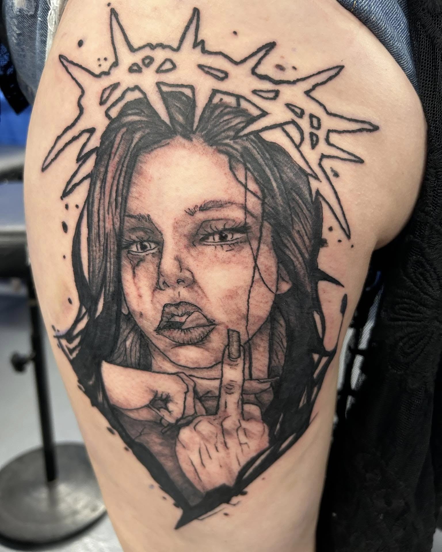 Tattoo by @lucast48 — black_and_grey, dark_realism