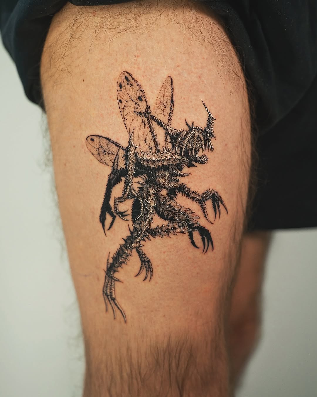 Tattoo by @nowthisyujhi — blackwork, dark_realism