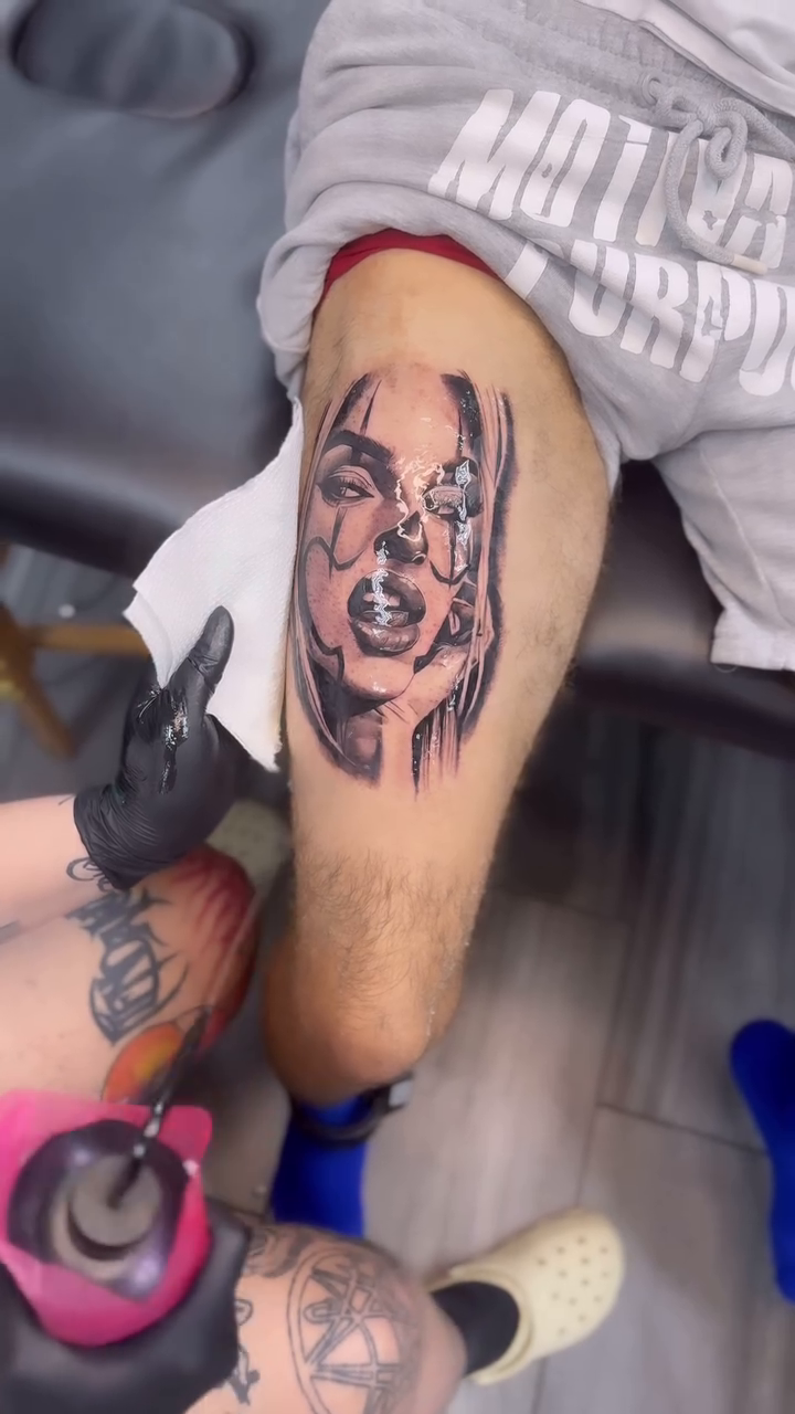 Woman's portrait realism tattoo by lizzy, Damascus, Maryland