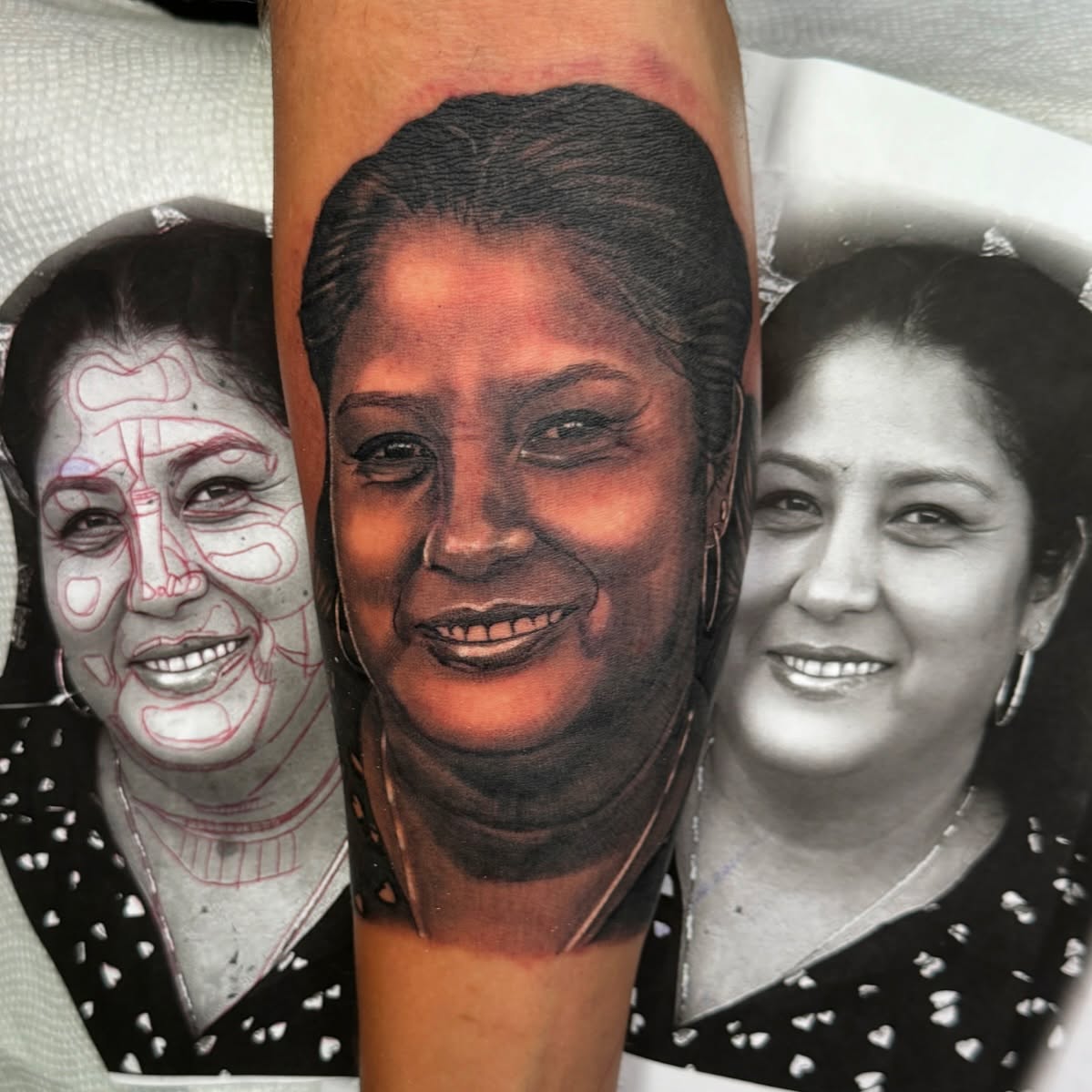 Portrait realism tattoo on the forearm by Anthony Duran