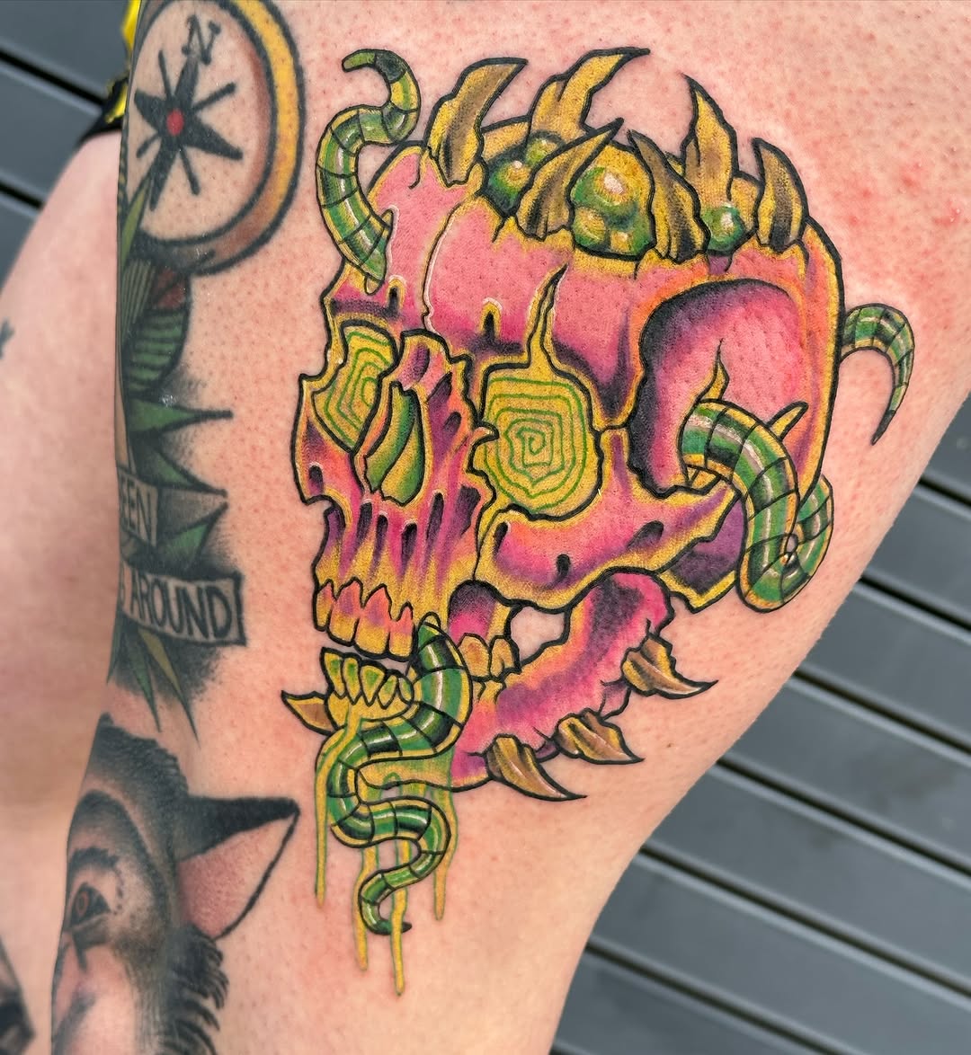 Tattoo by @sarahbobbyart — new_school, trash_polka
