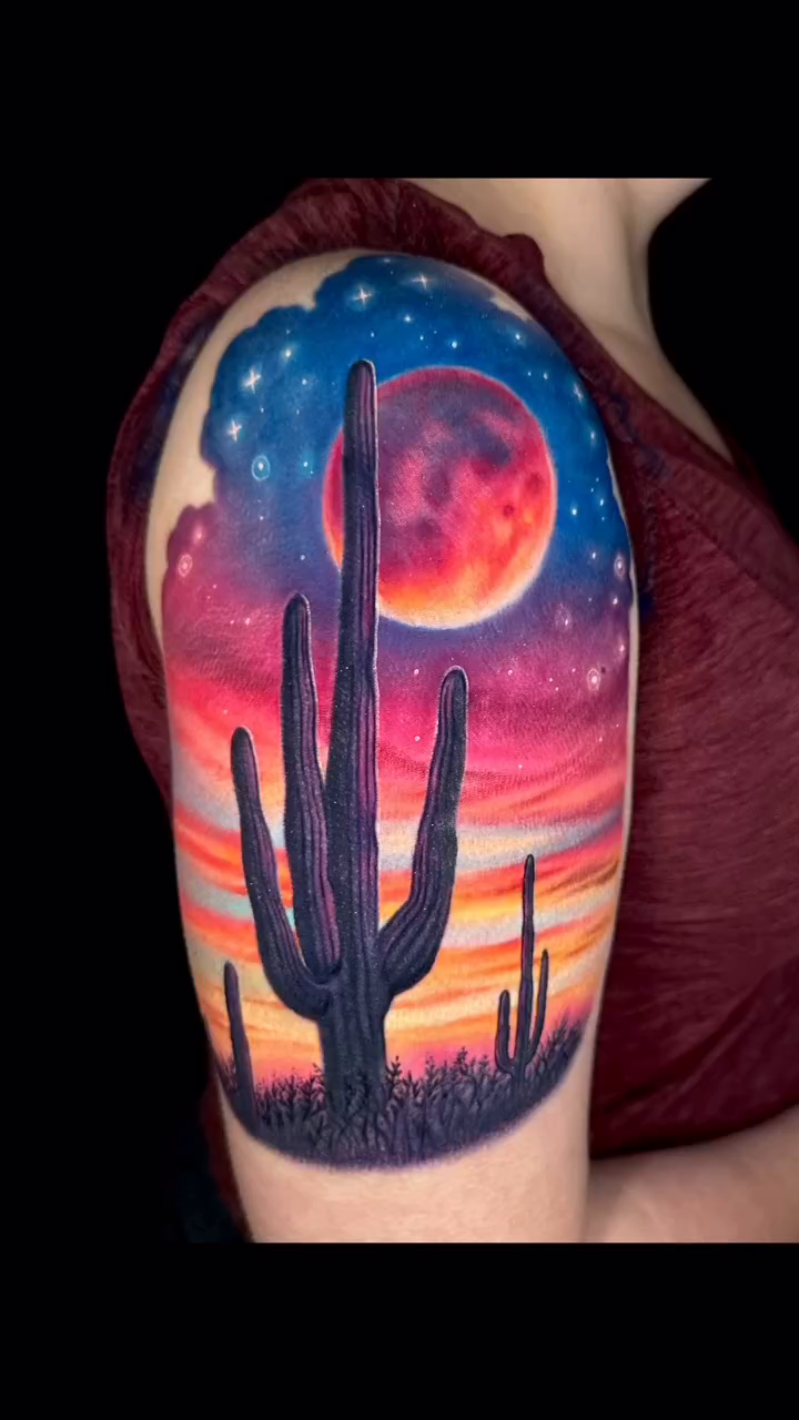 Desert landscape and saguaro cactus realism tattoo by πππΈππ»π΄ππΌπΈ π»πΈπΉπΉπ
ππ