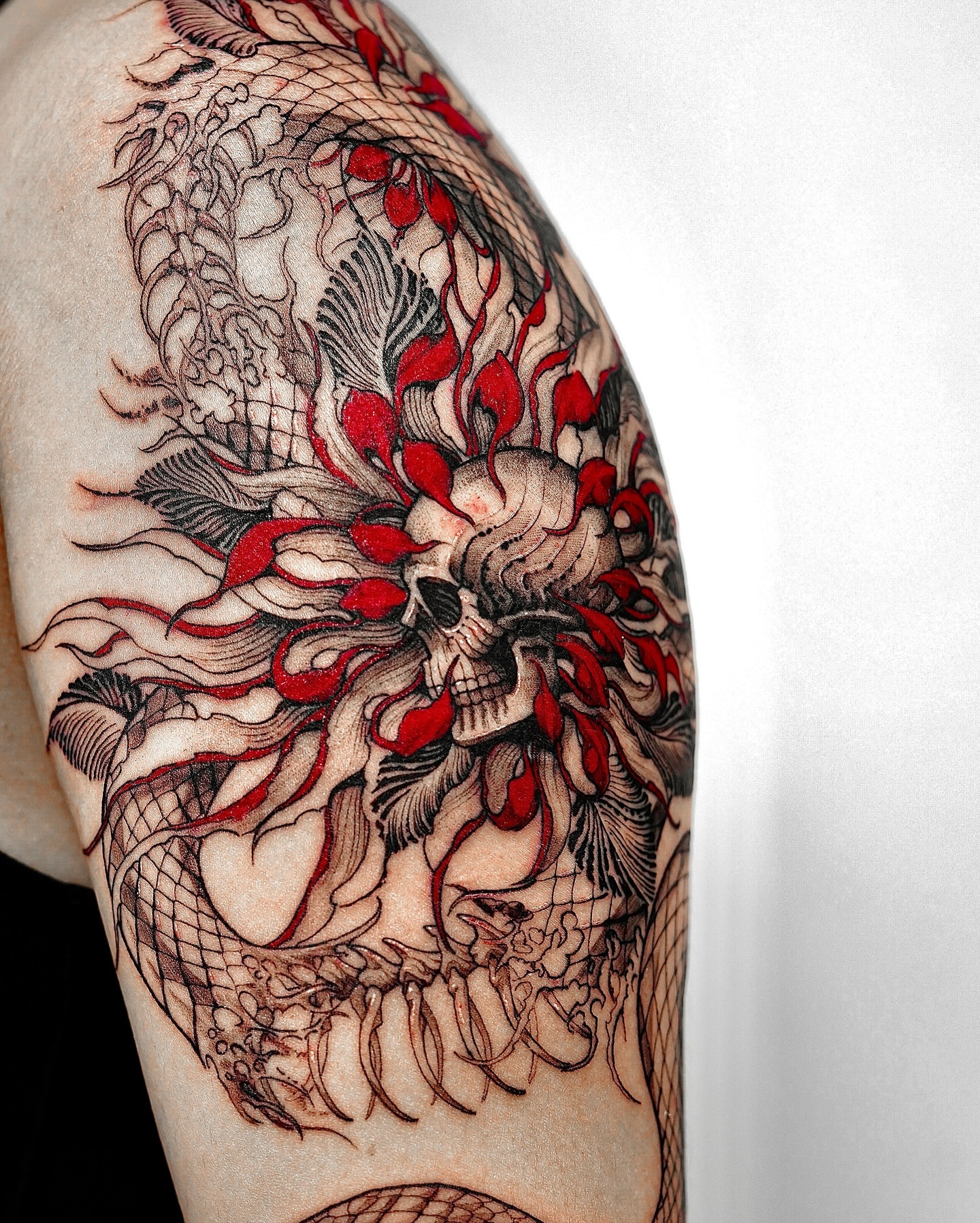 Tattoo by @a_flow_to — japanese_irezumi, black_and_grey