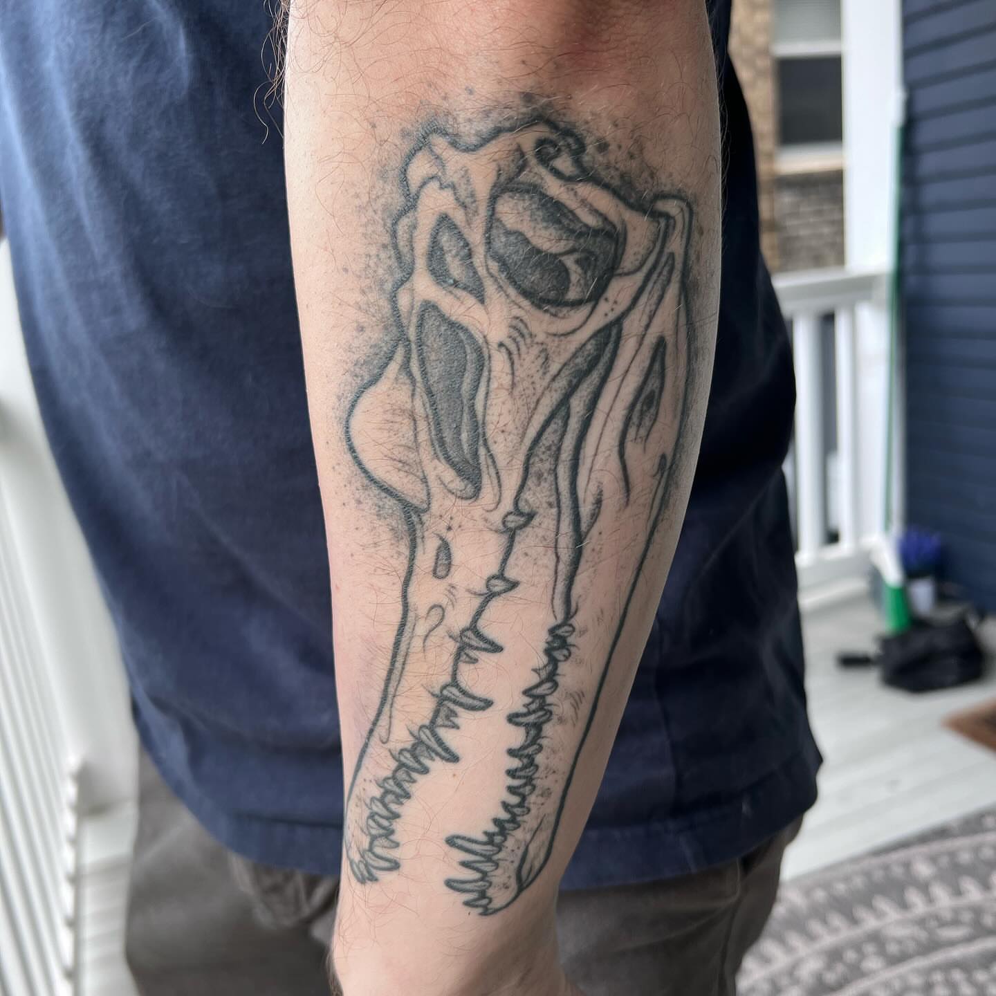 Tattoo by @birchbeast — black_and_grey