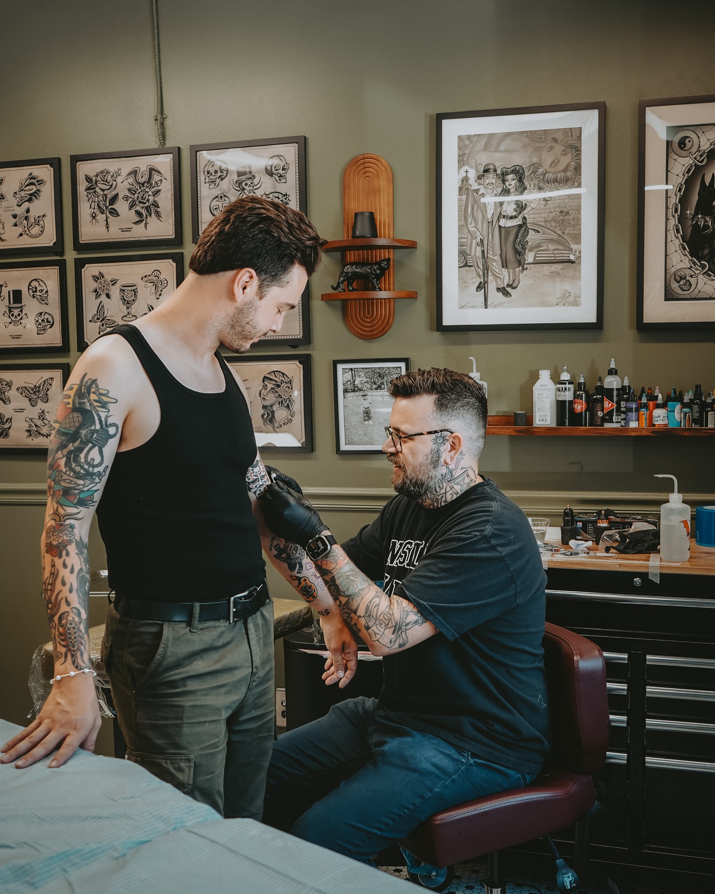 Dragon American traditional tattoo on the upper arm by Blake Owens, Nashville, Tennessee