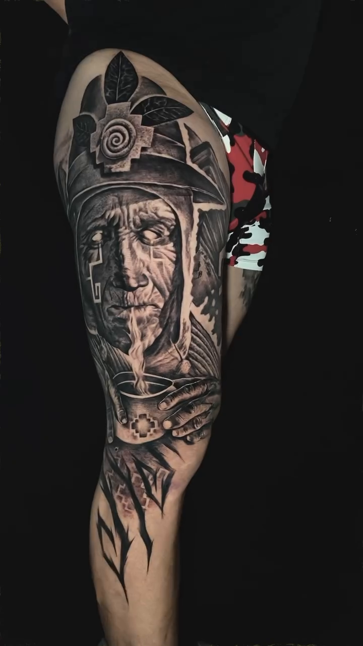 Portrait of a warrior realism tattoo by Bishop Tattoo