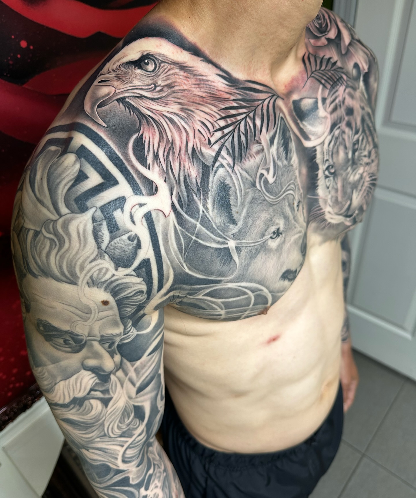 Tattoo by @omarrodrigueztattoo — realism, black_and_grey