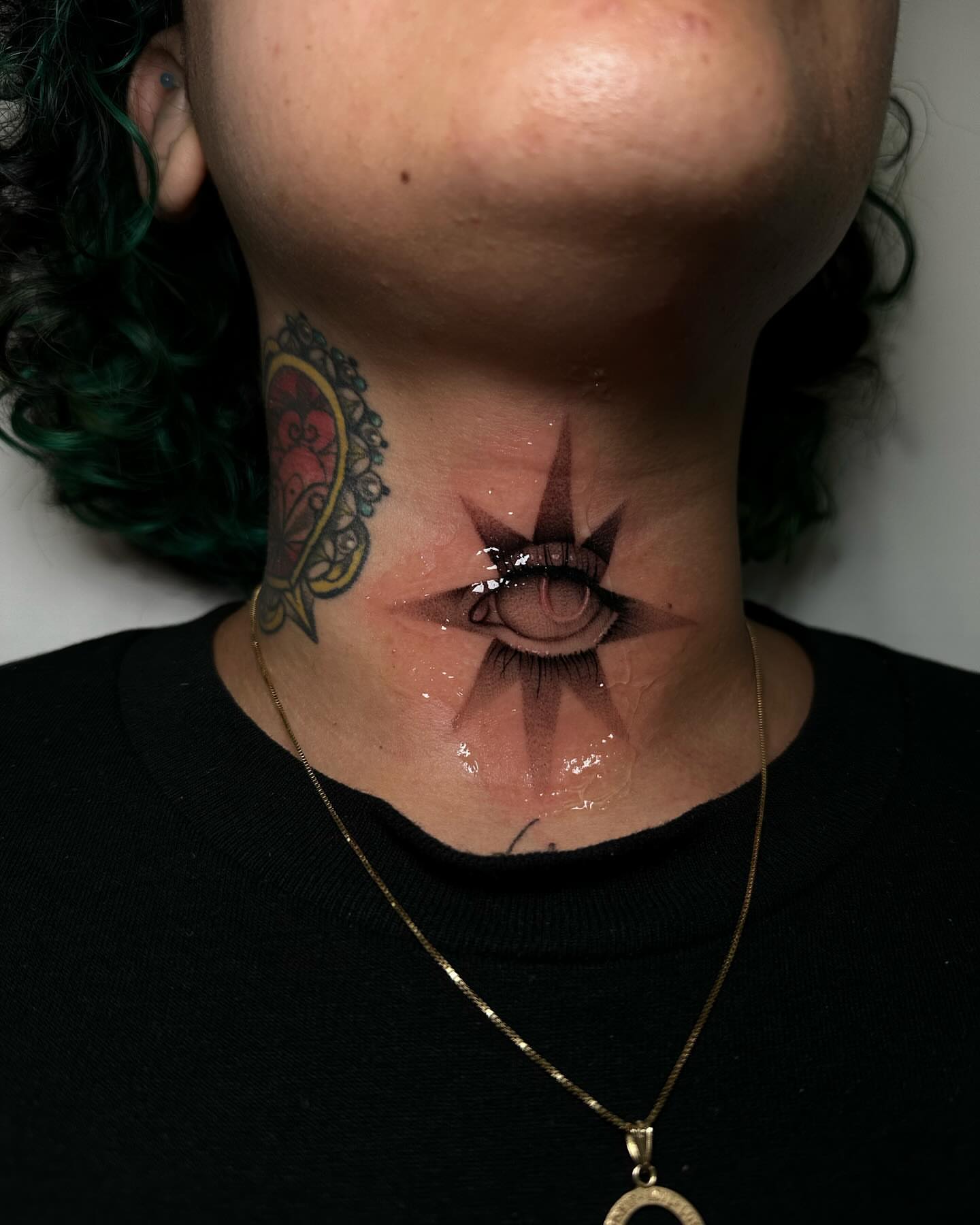 Eye realism tattoo on the neck by @piinkywabbiit, Roselle Park, New Jersey