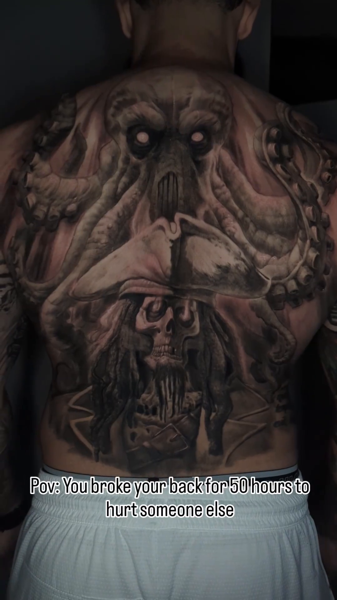 Demonic figure with tentacles dark realism tattoo by Miami Florida Tattoo Artist
