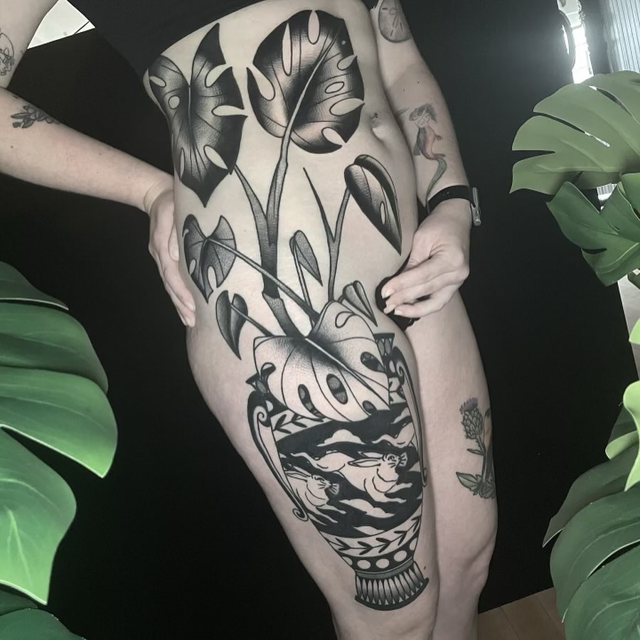 Tattoo by @deirdreaikin — dotwork, black_and_grey