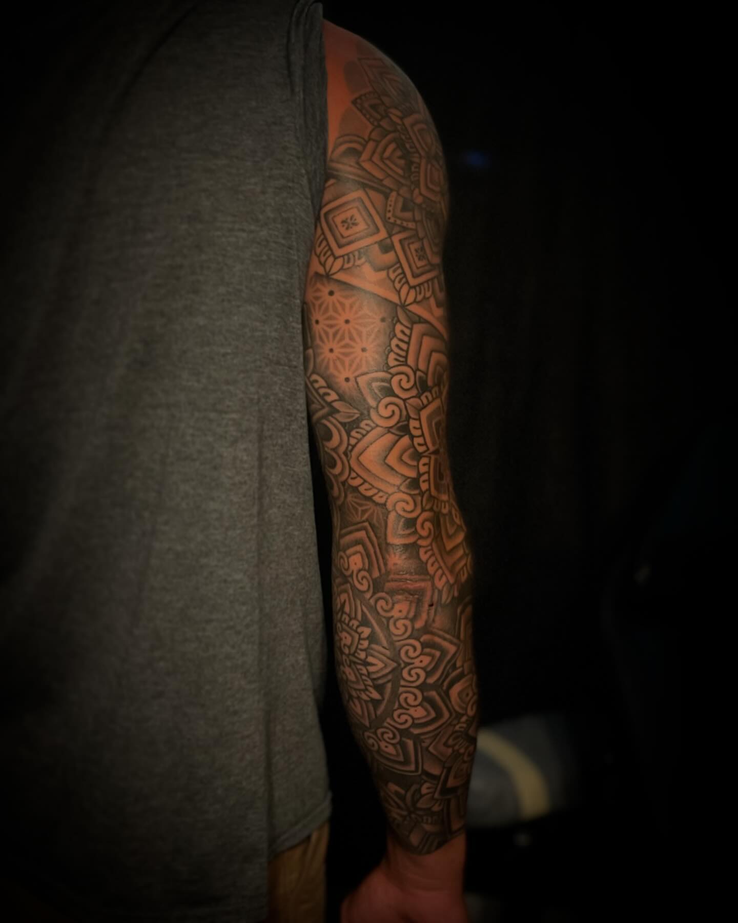 Geometric pattern geometric tattoo on the forearm by Jacob Finelli